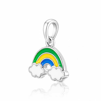 Sterling Silver Enamel Rainbow and Clouds CharmPendant