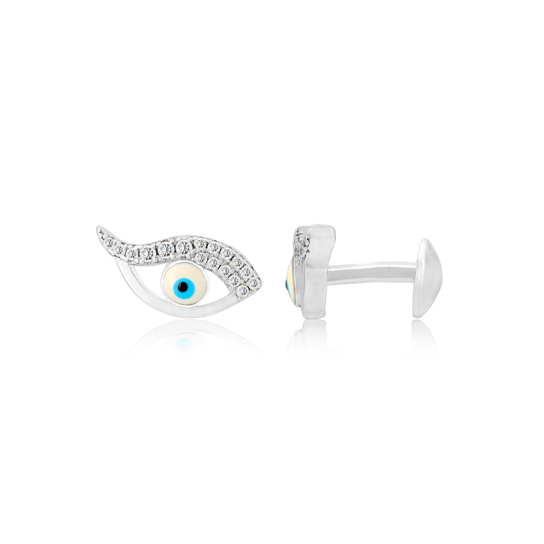925 Sterling Silver Enchanted Evil Eye Rhodium Plated Earrings for Women