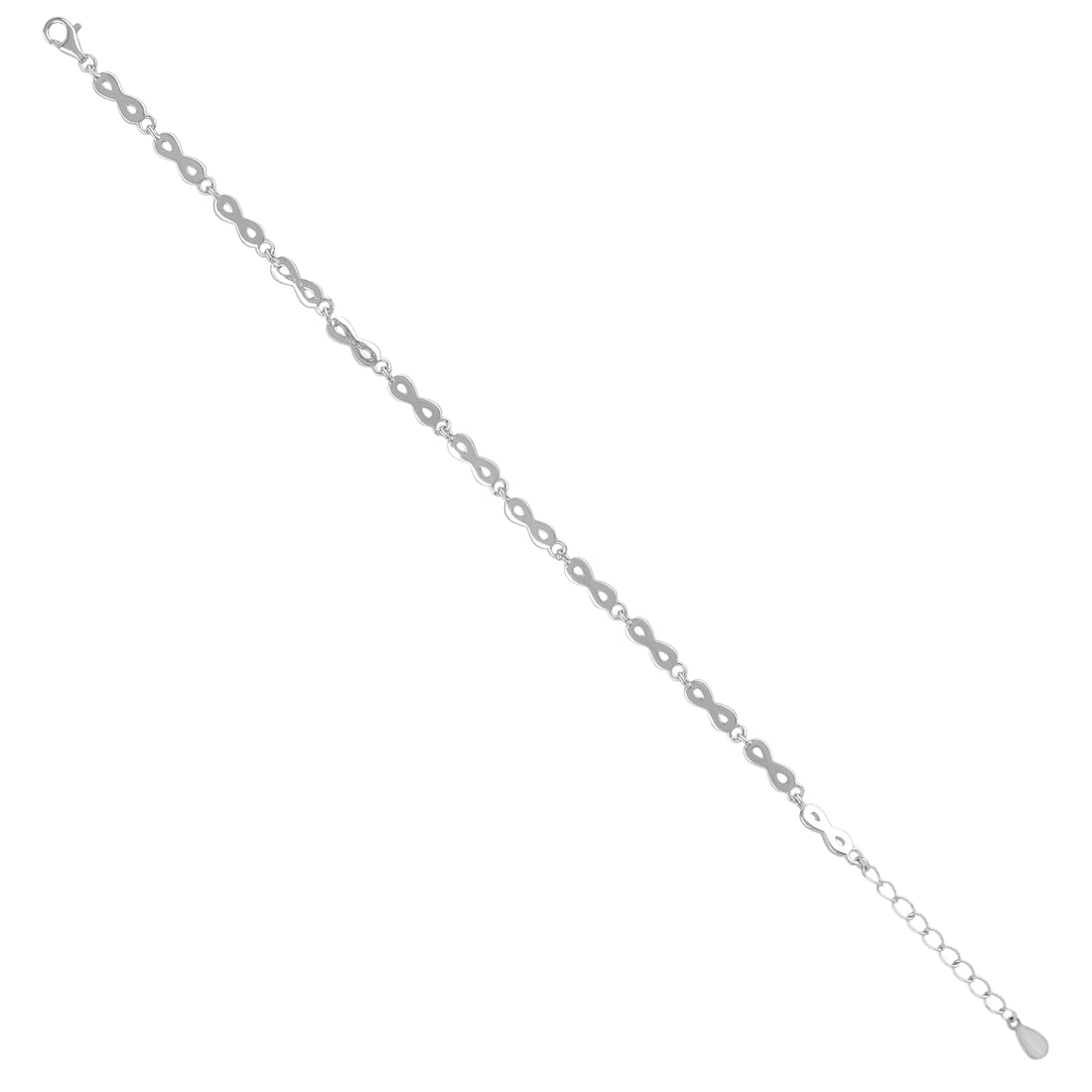 925 Sterling Silver Endless Flow Rhodium Plated Bracelet for Women