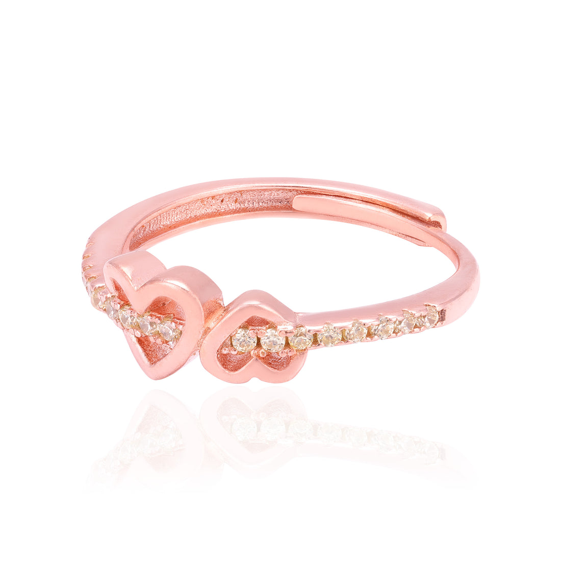 925 Sterling Silver Eternal Hearts Rose Gold Plated Ring for Women