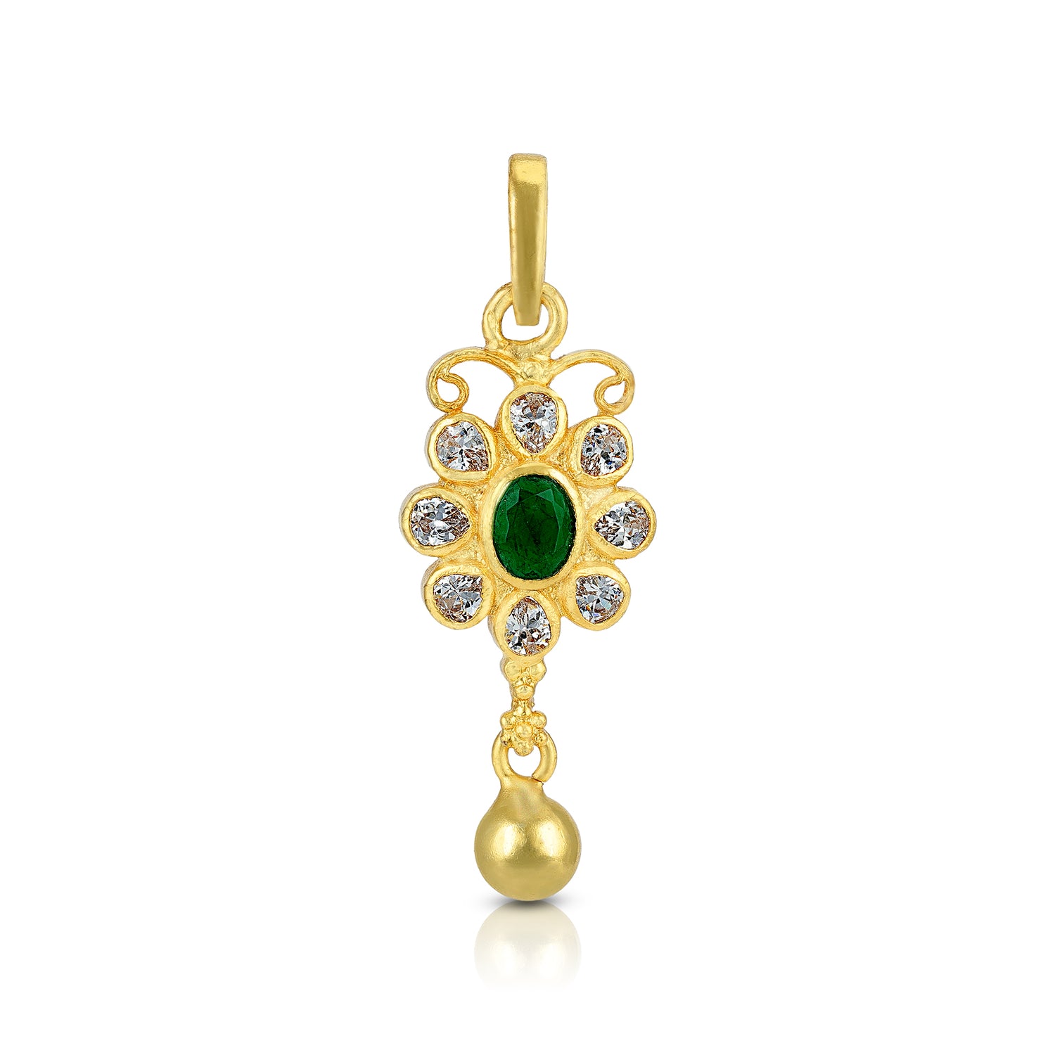 925 Sterling Silver Ethereal Flourishing Emerald Centre Pendant For Women