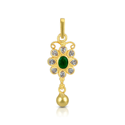 925 Sterling Silver Ethereal Flourishing Emerald Centre Pendant For Women