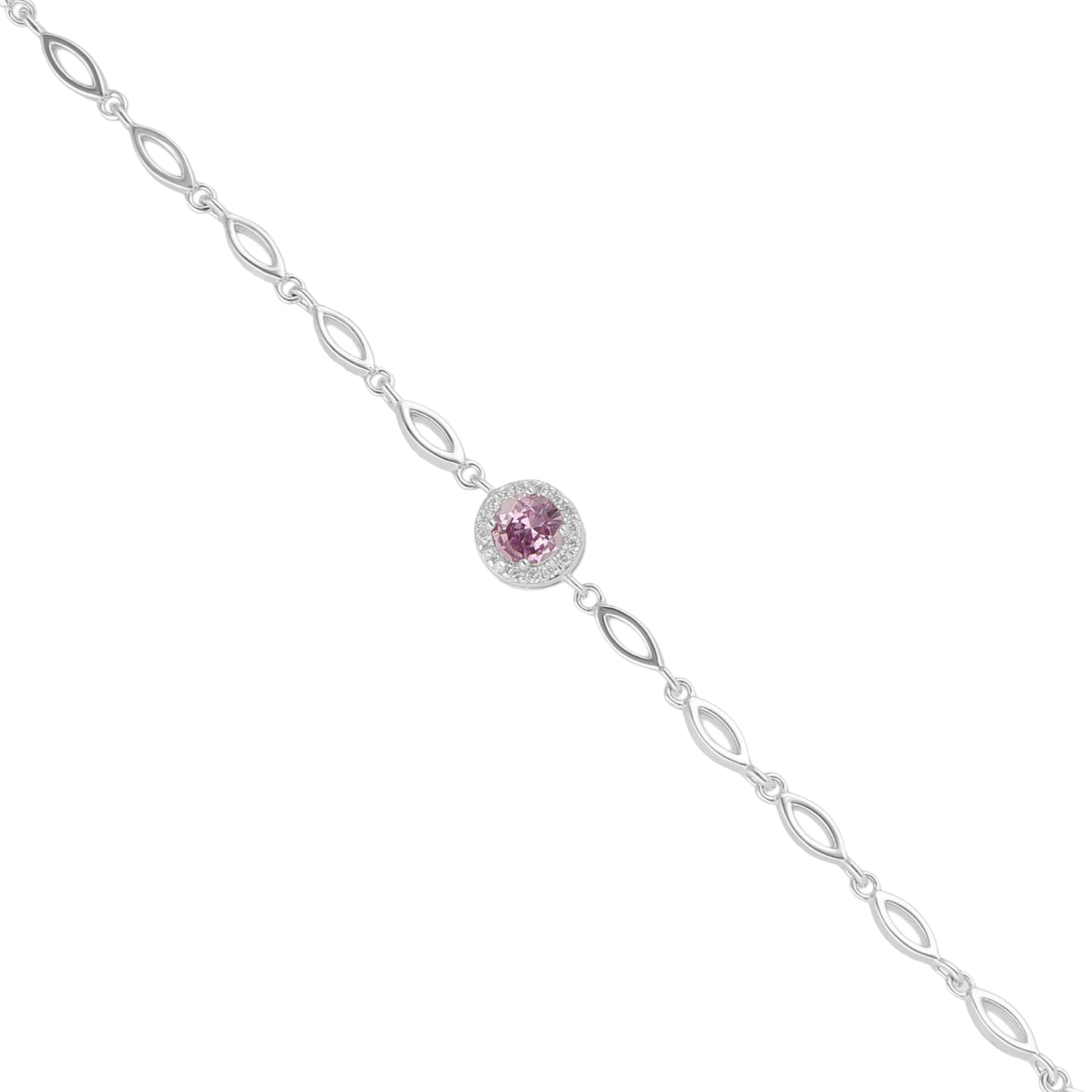 925 Sterling Silver February Month Circle Amethyst Birthstone Bracelet For Women