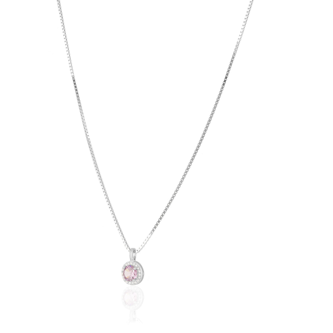 925 Sterling Silver February Month Circle Amethyst Birthstone Chain Pendant For Women