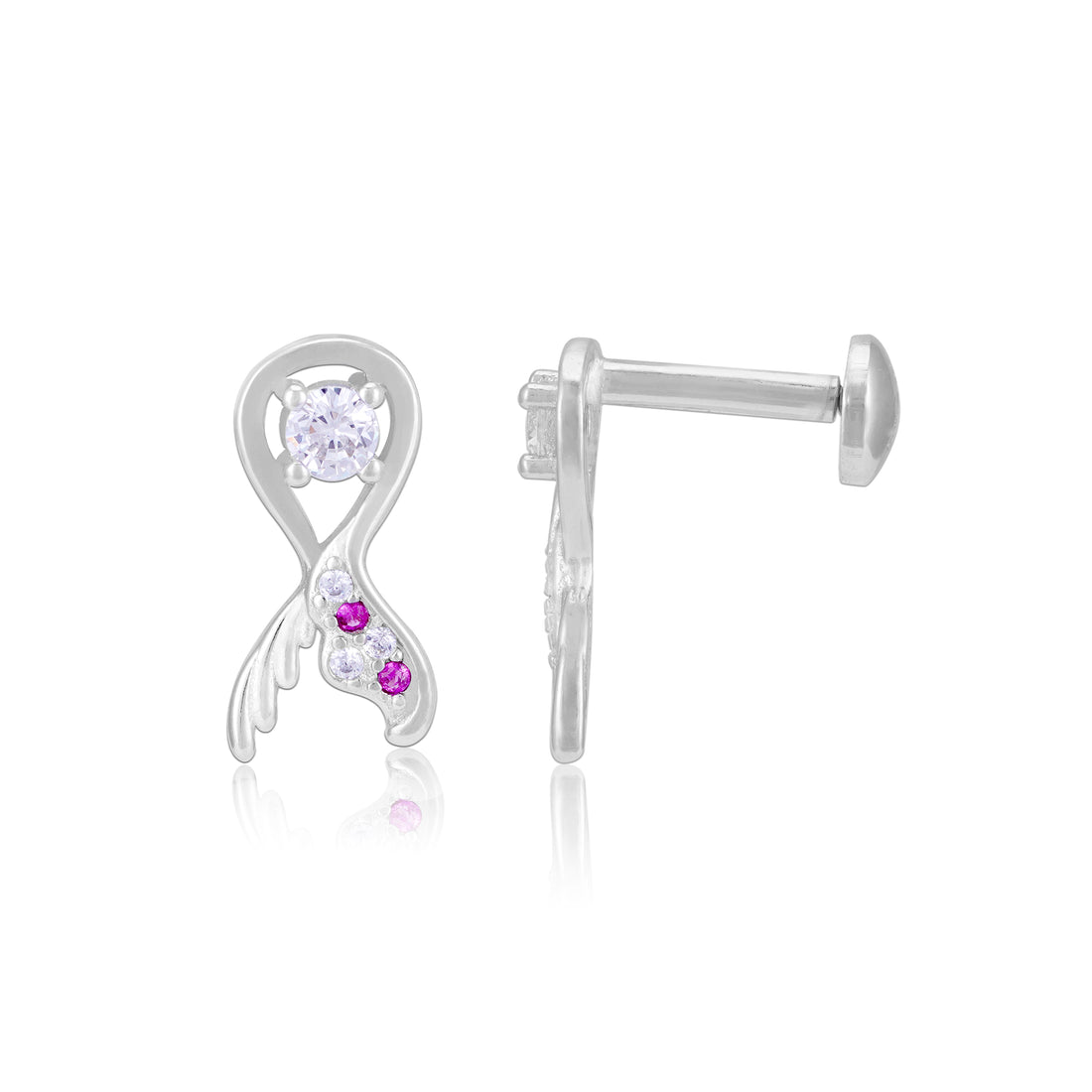 925 Sterling Silver Fish Caudal fin Rhodium Plated Earrings For Women