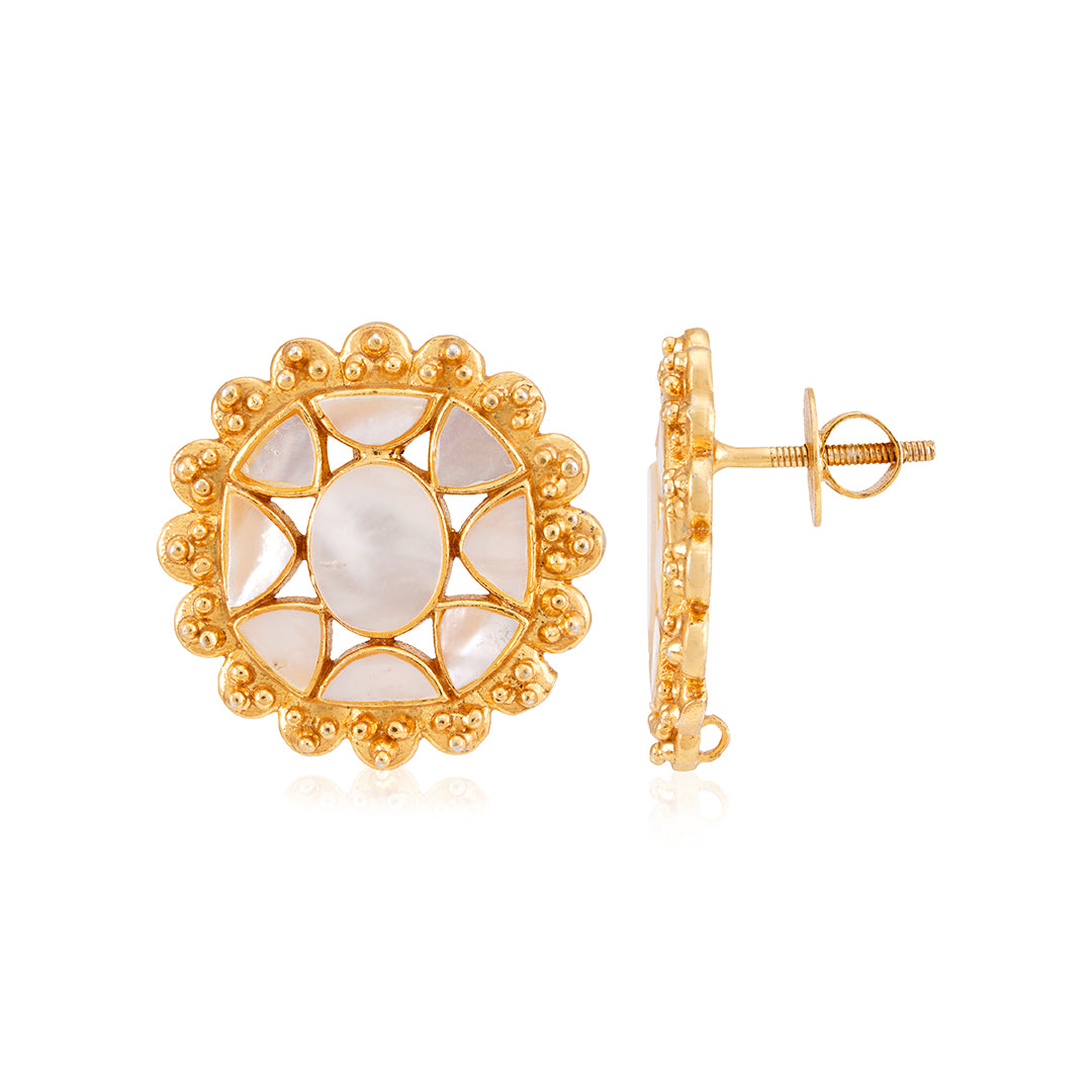 Sterling Silver Floral Aura Gold Plated Stud