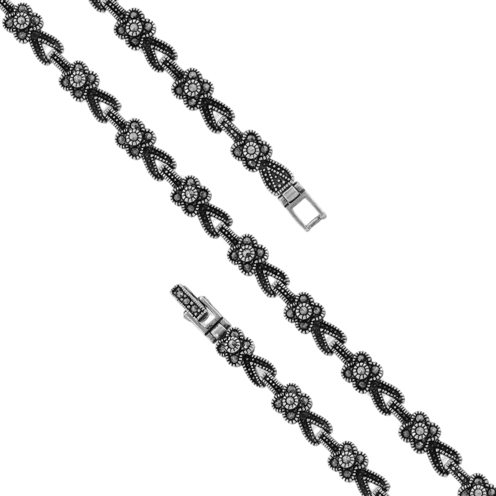 925 Sterling Silver Floral Black Metal Bracelets For Men