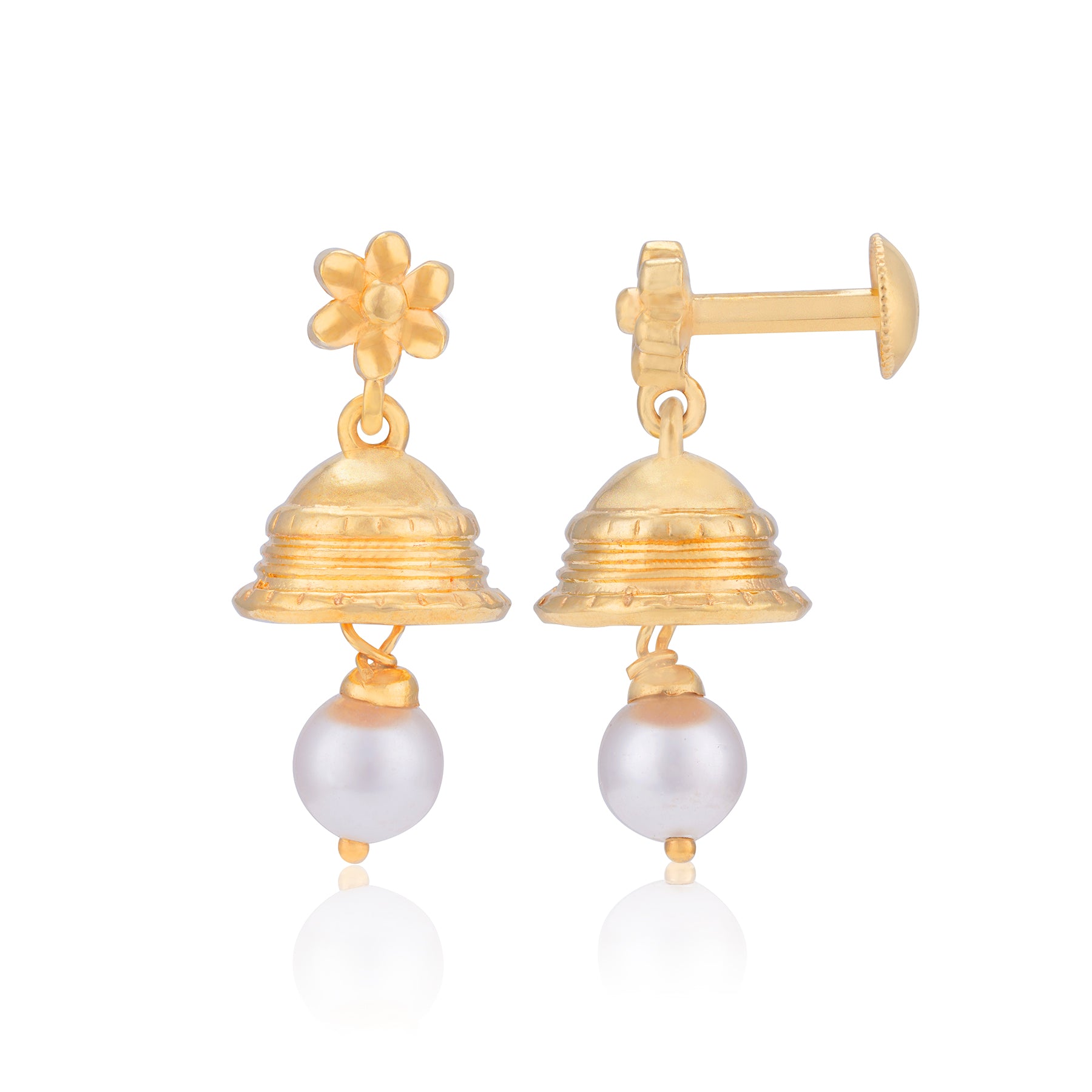 925 Sterling Silver Floral Dome Pearl Drop Earrings for Women
