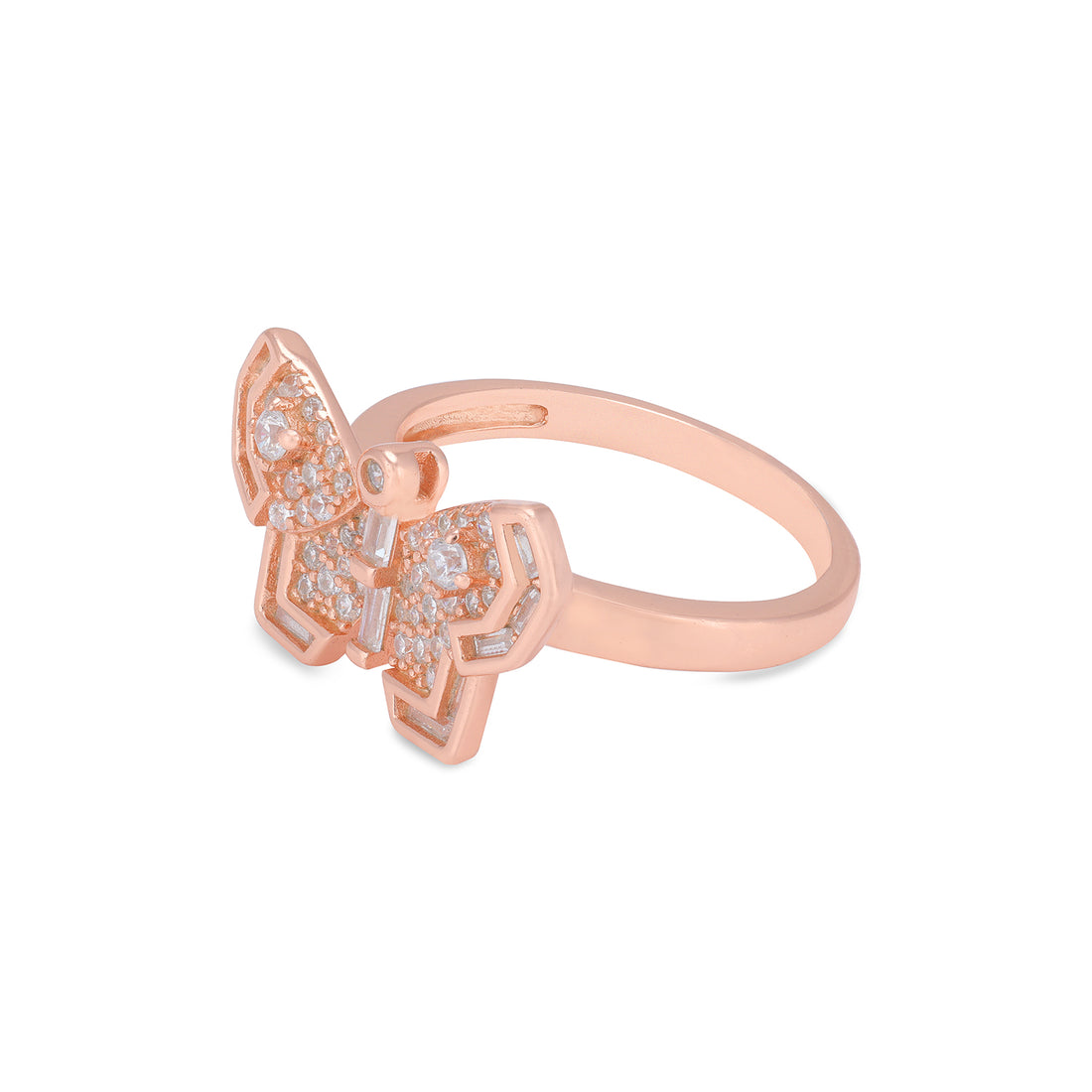925 Sterling Silver Fluttering Butterfly Rose Gold Plated Rings for Women