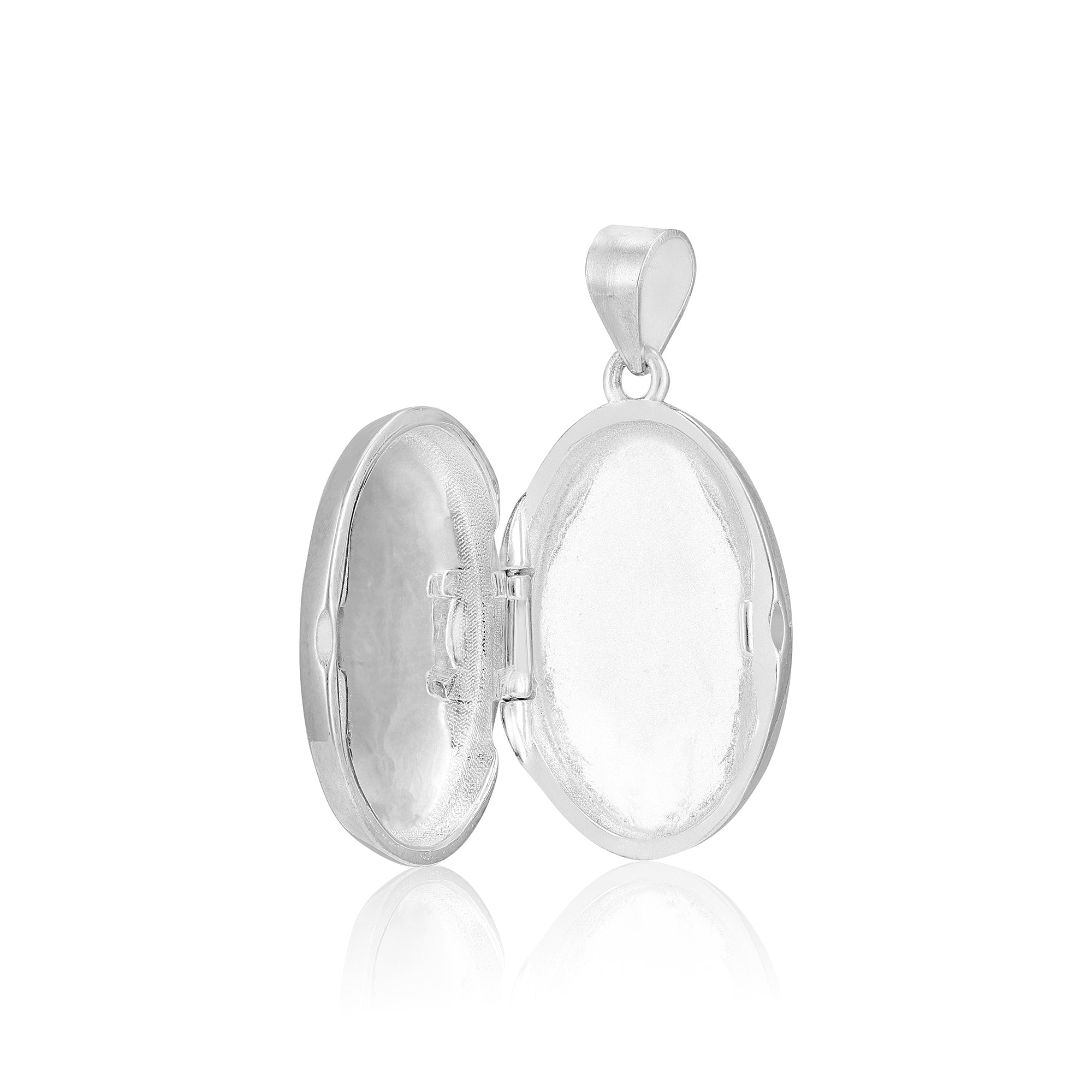 925 Sterling Silver Forever Yours Oval Rhodium Plated Pendant