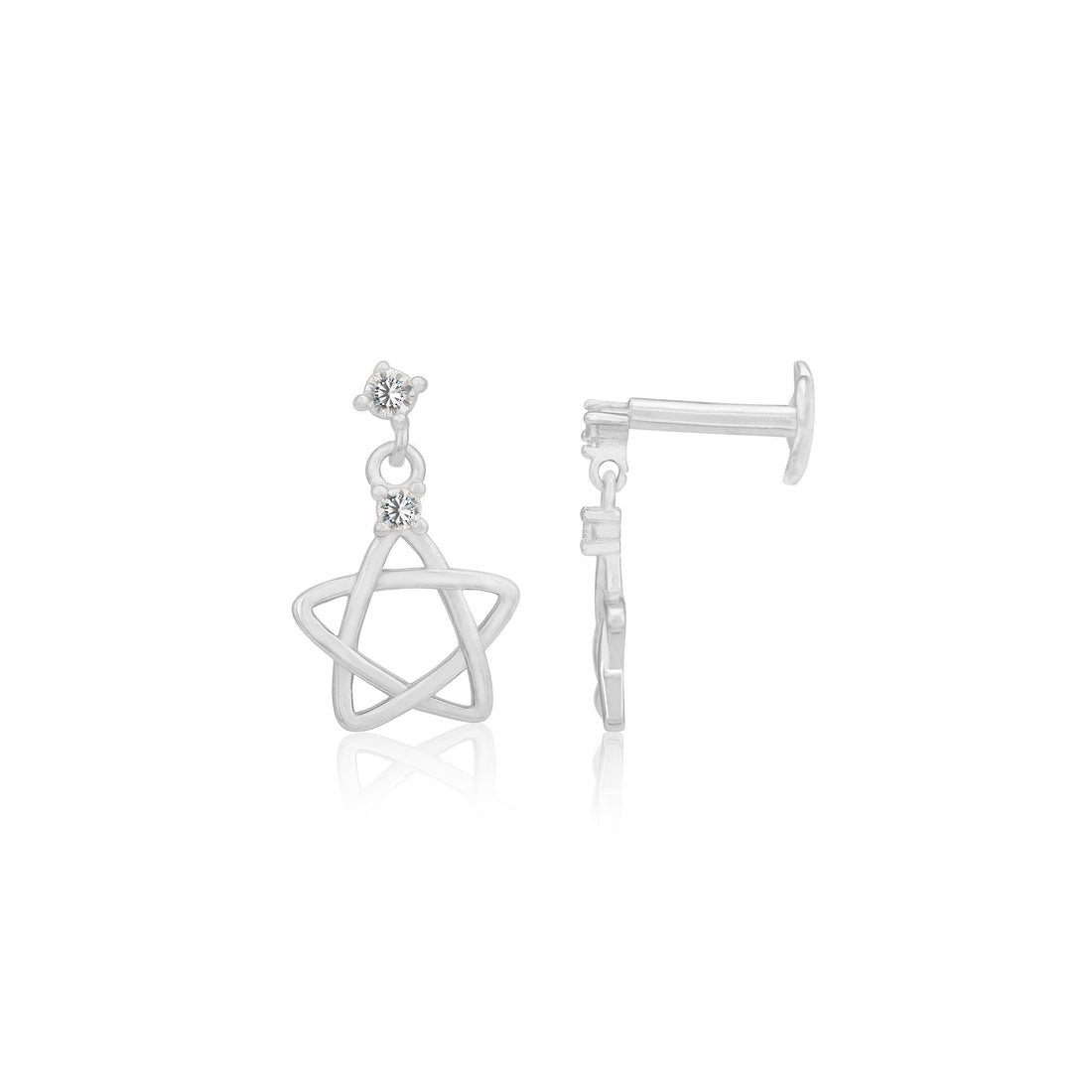 925 Sterling Silver Galactic Star Drop Rhodium Plated  Earrings For Women