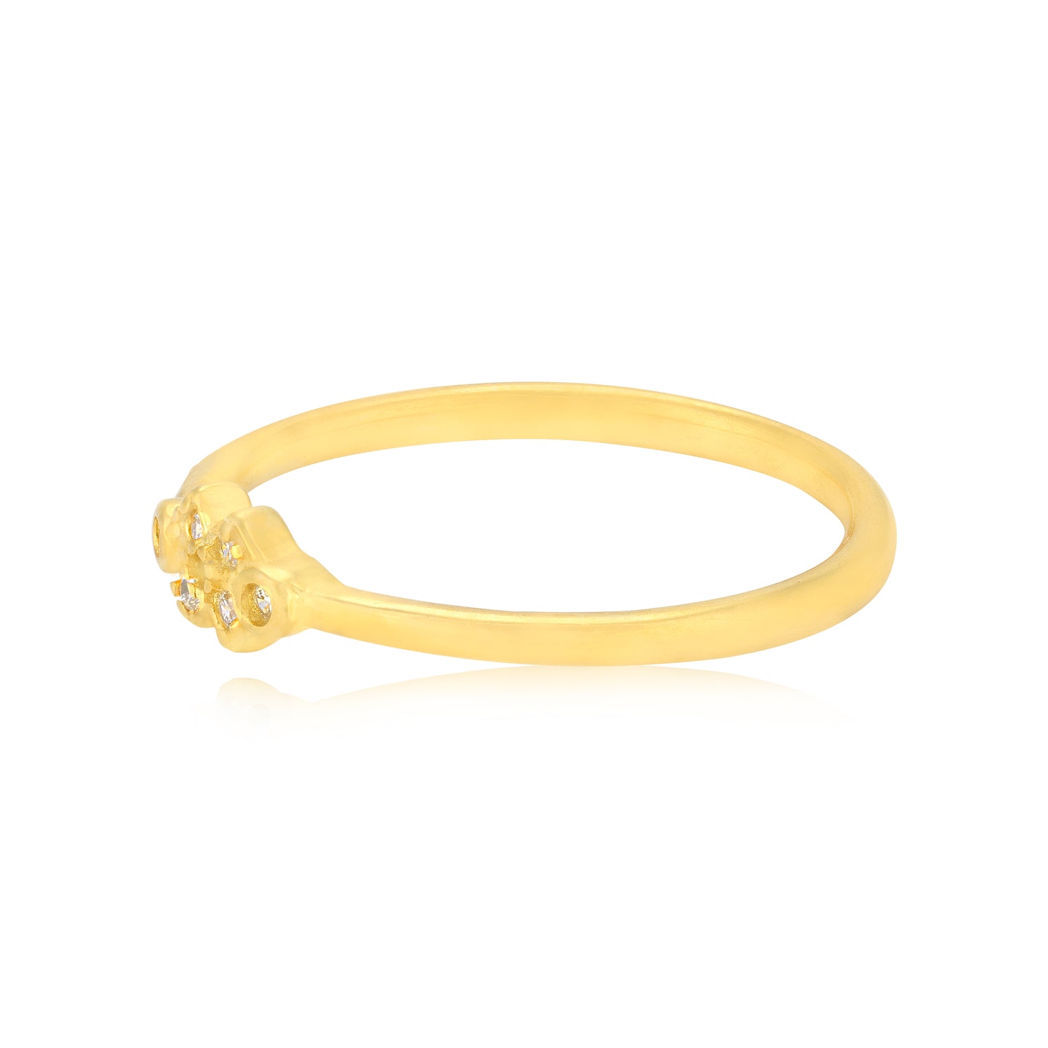 925 Sterling Silver Geometric Petal Gold Plated Ring for Women