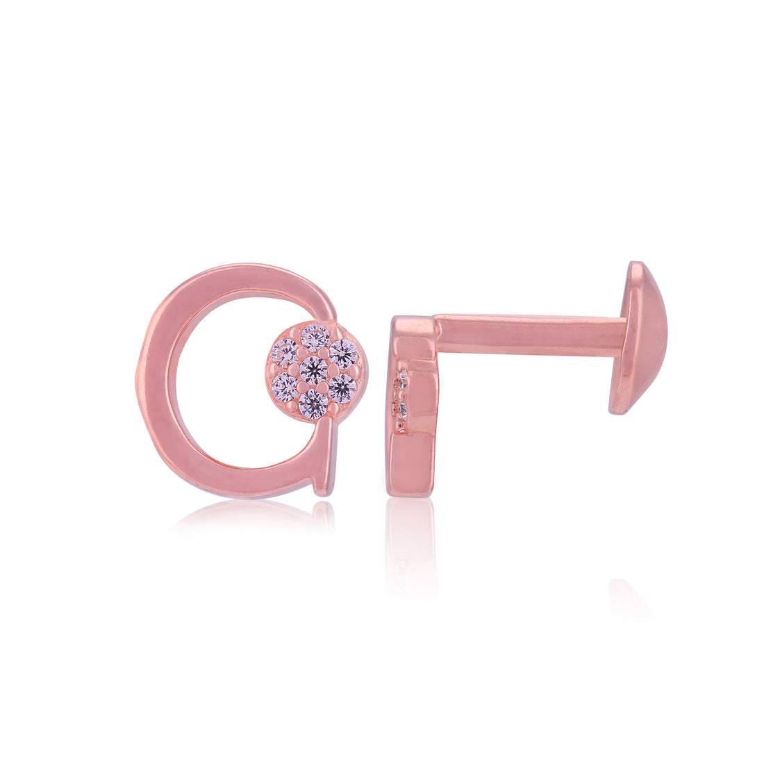 925 Sterling Silver Gleam Loop Dot Rose Gold-Plated Stud for Women