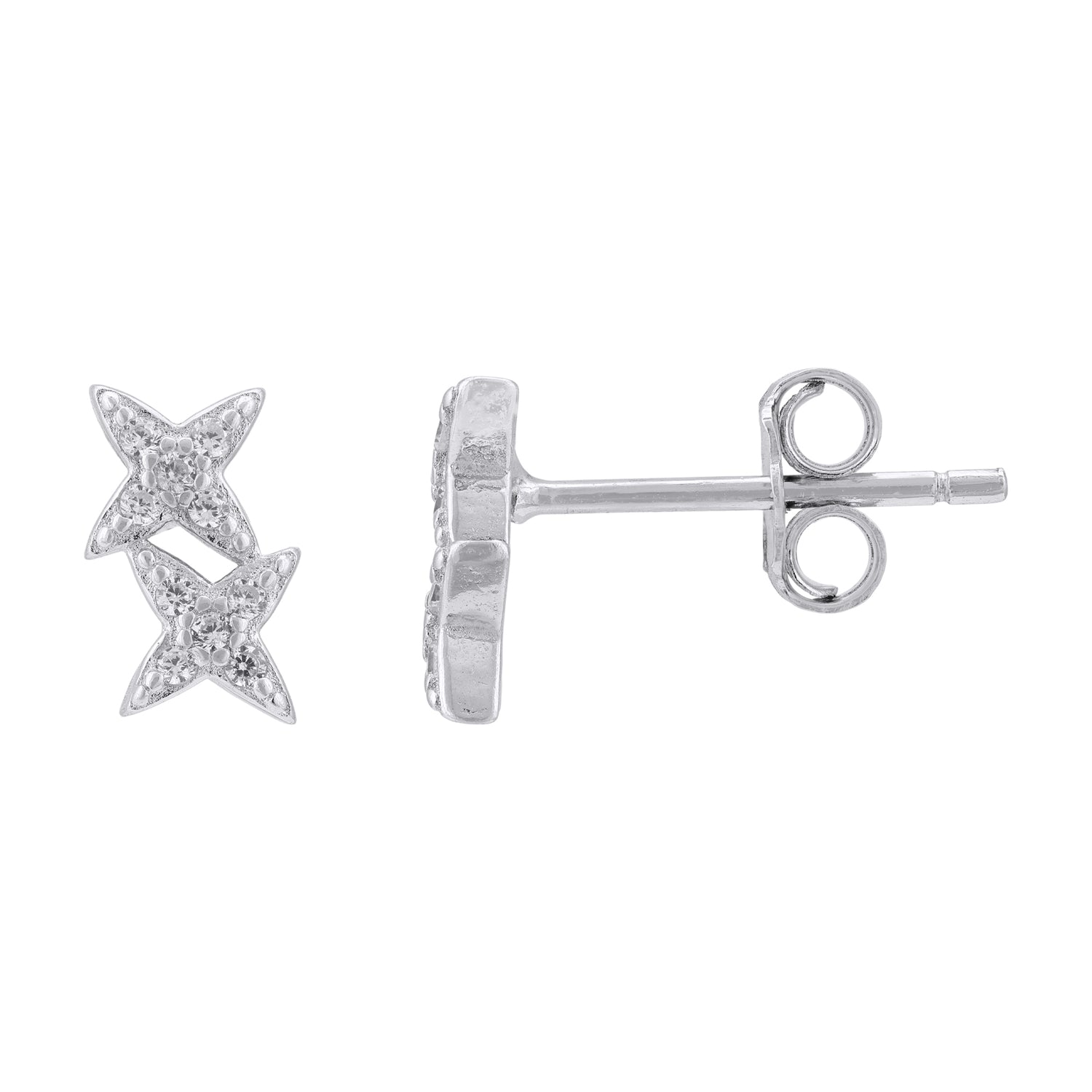 925 Sterling Silver Gleaming Petal Cross Earrings for Women