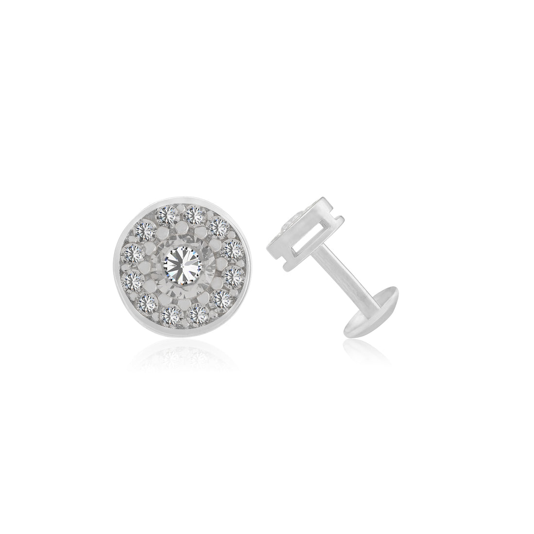 925 Sterling Silver Glittering Halo Rhodium Plated Studs For Women