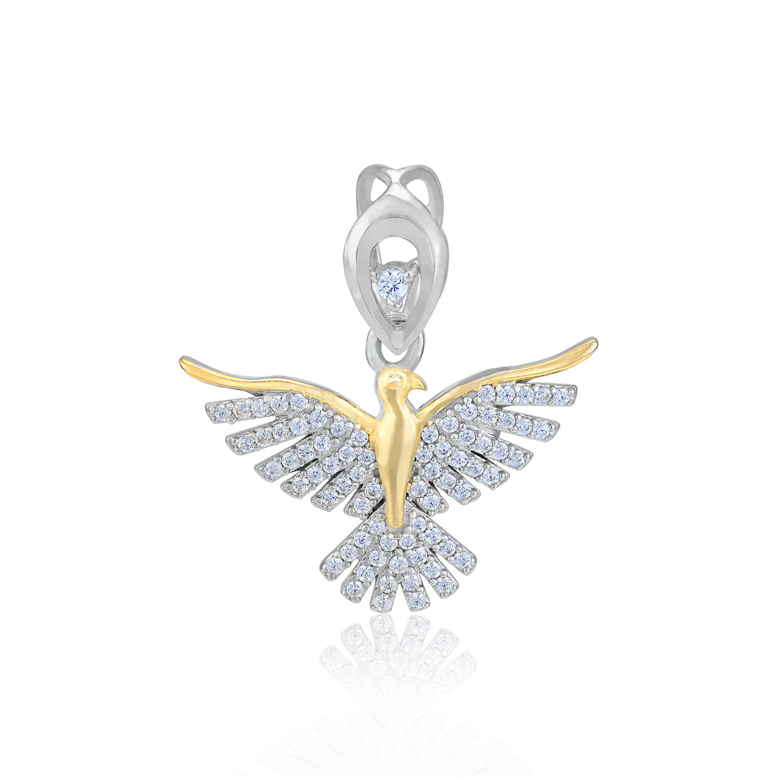 925 Sterling Silver Gold-Plated Feather Spread Flying Bird Pendant for Women