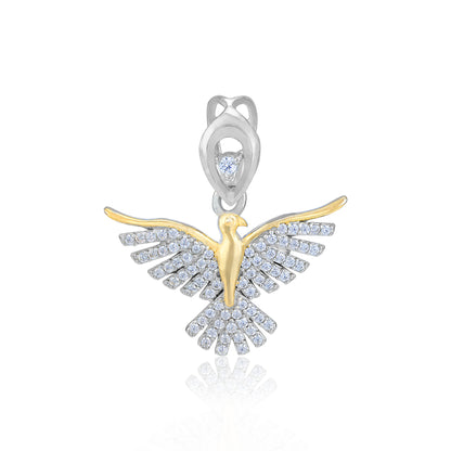 925 Sterling Silver Gold-Plated Feather Spread Flying Bird Pendant for Women