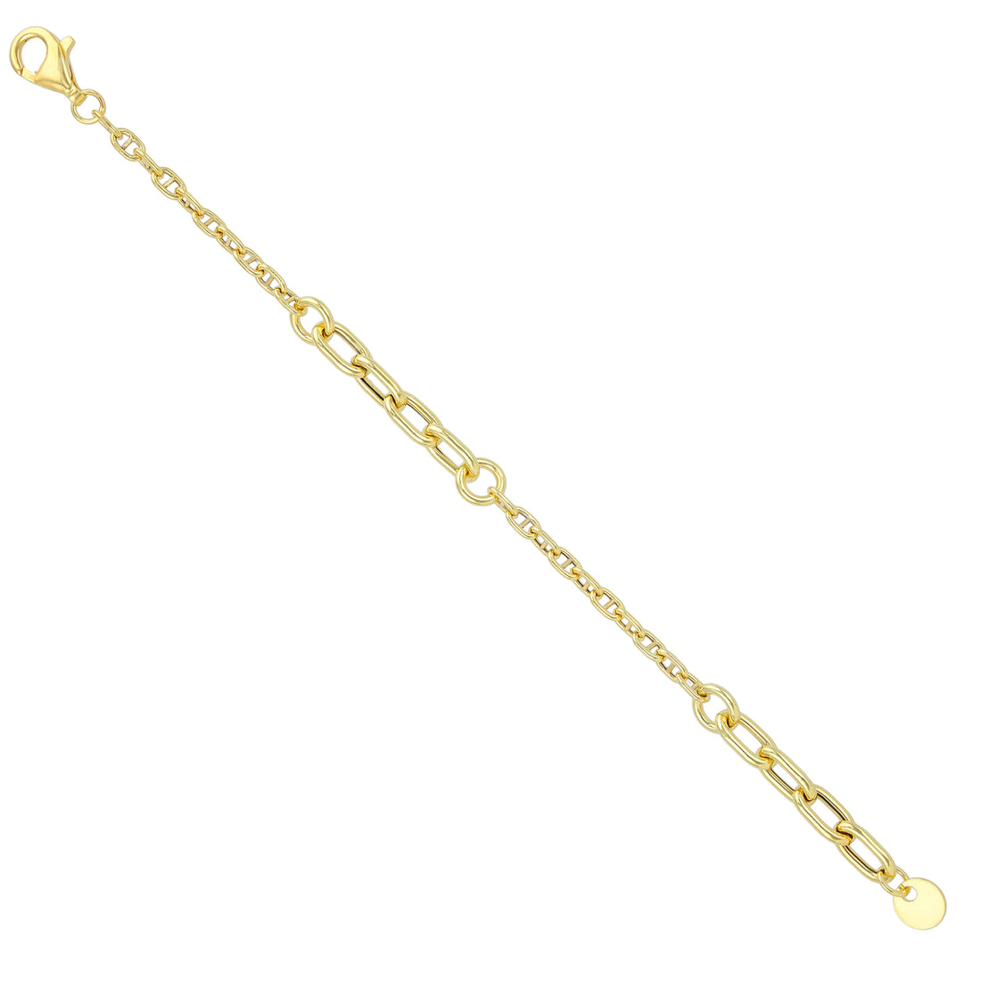 925 Sterling Silver Gold Plated Circuit Link Bracelet for Men
