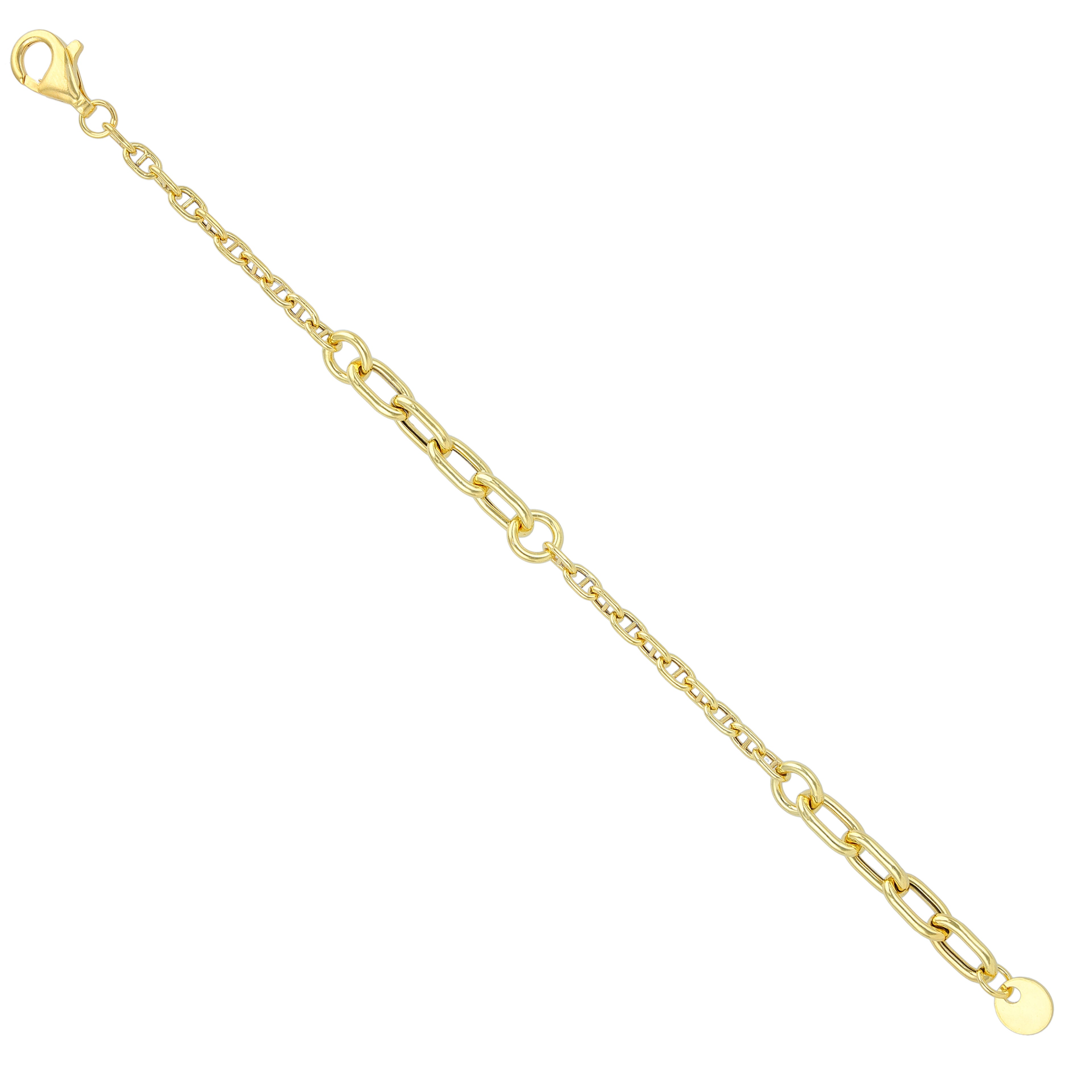 925 Sterling Silver Gold Plated Circuit Link Bracelet for Men