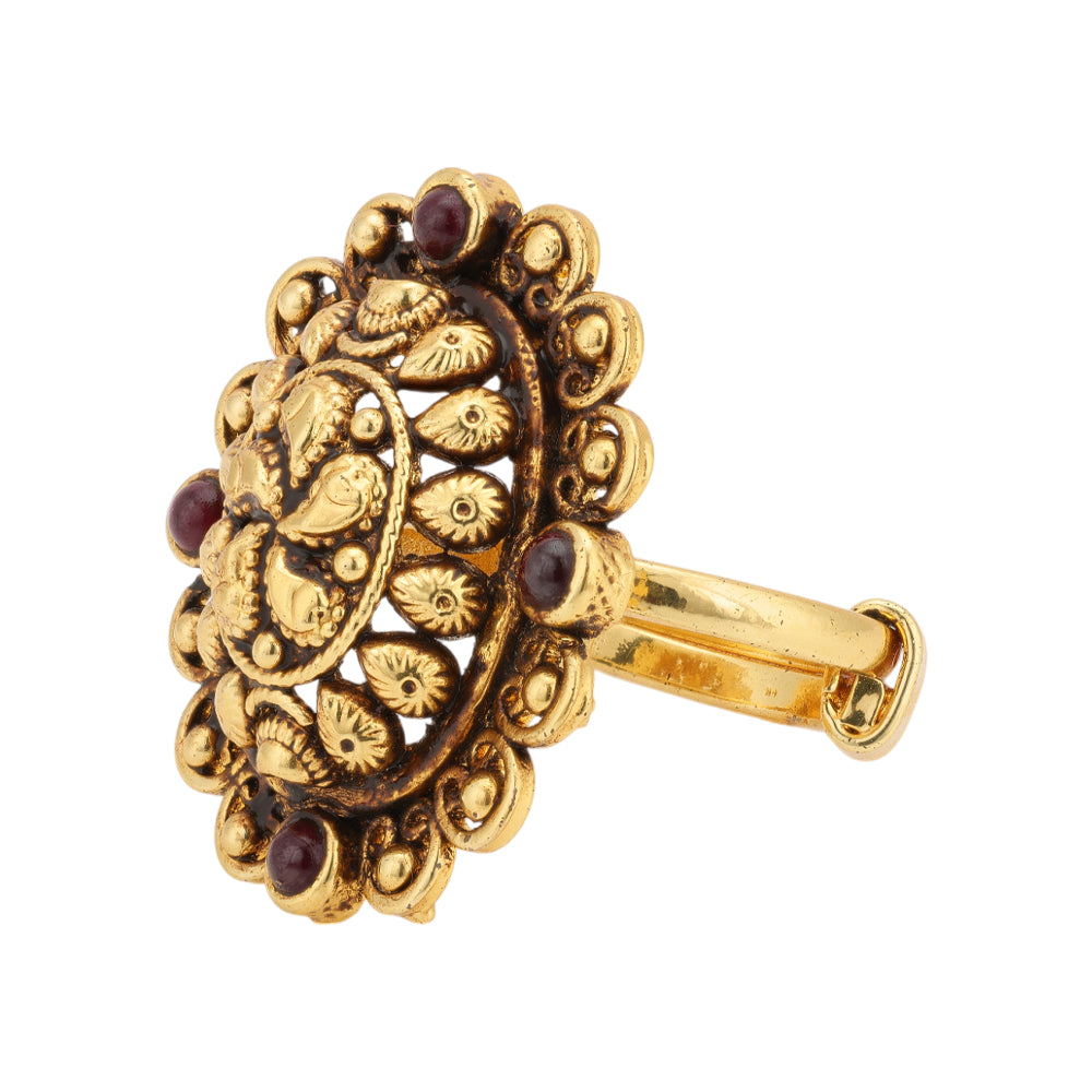 925 Sterling Silver Gold Plated Floral Manga Traditional Rings