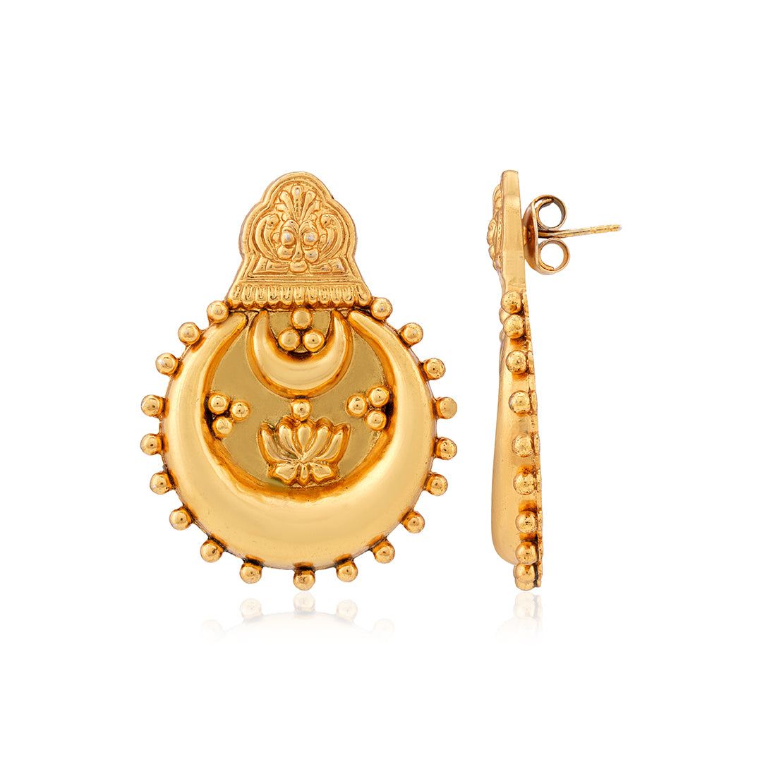 Sterling Silver Gold Plated Half Moon Curved Earring