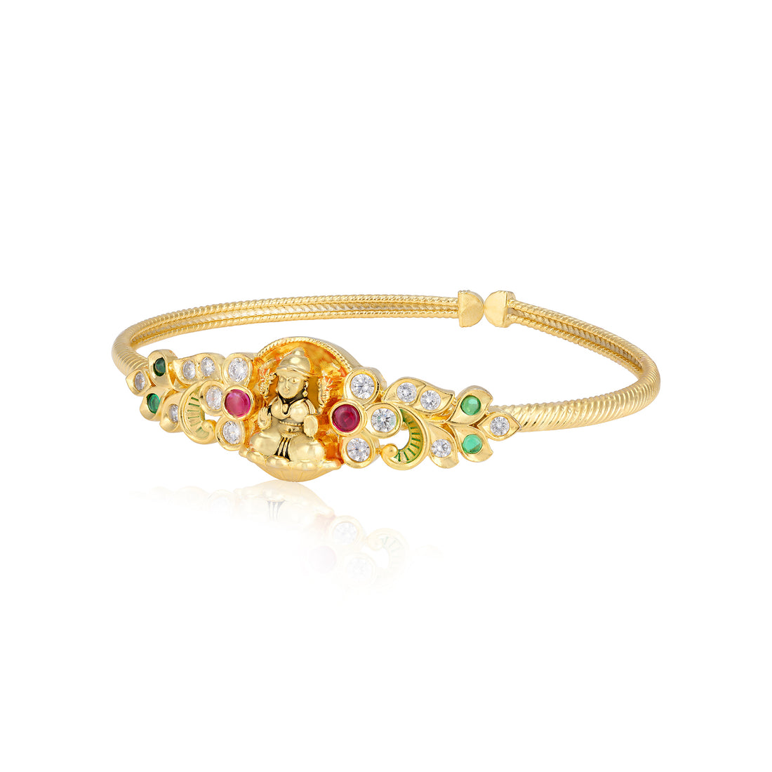 925 Sterling Silver Gold Plated Lakshmi Devi Antique Kada For Women