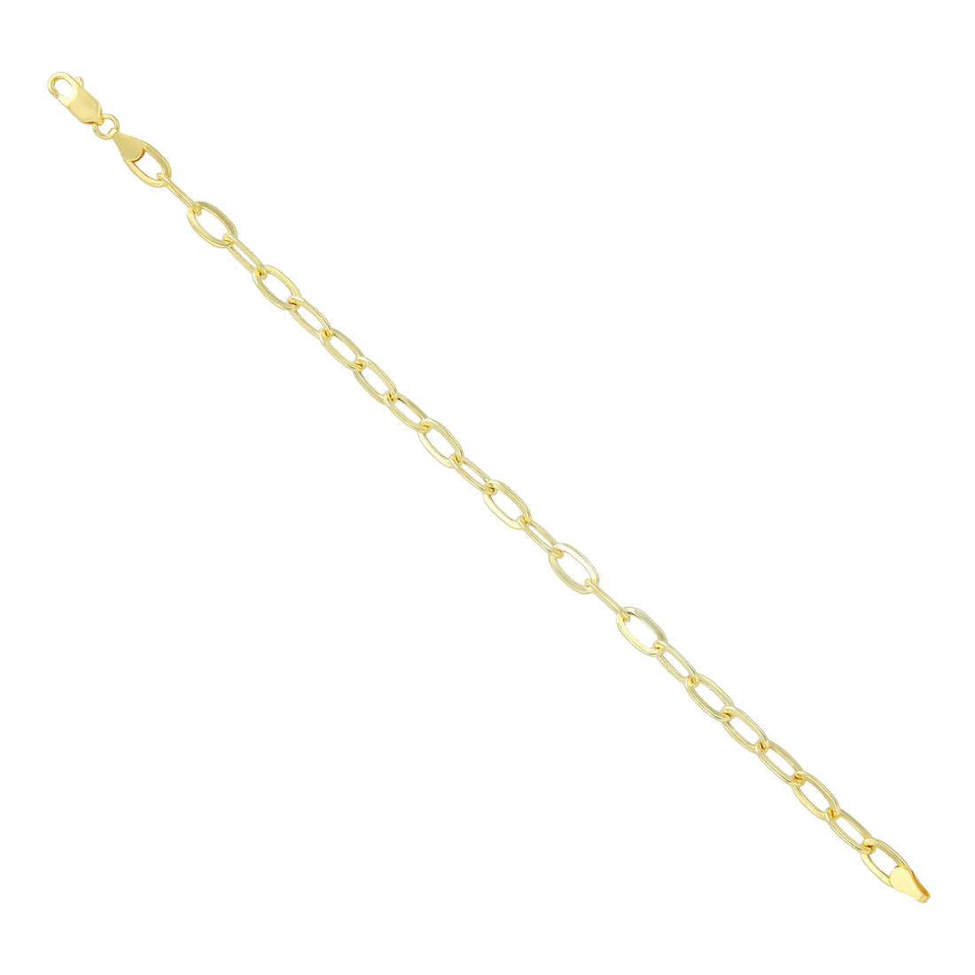 925 Sterling Silver Gold Plated Stride Oval Link Bracelet for Men