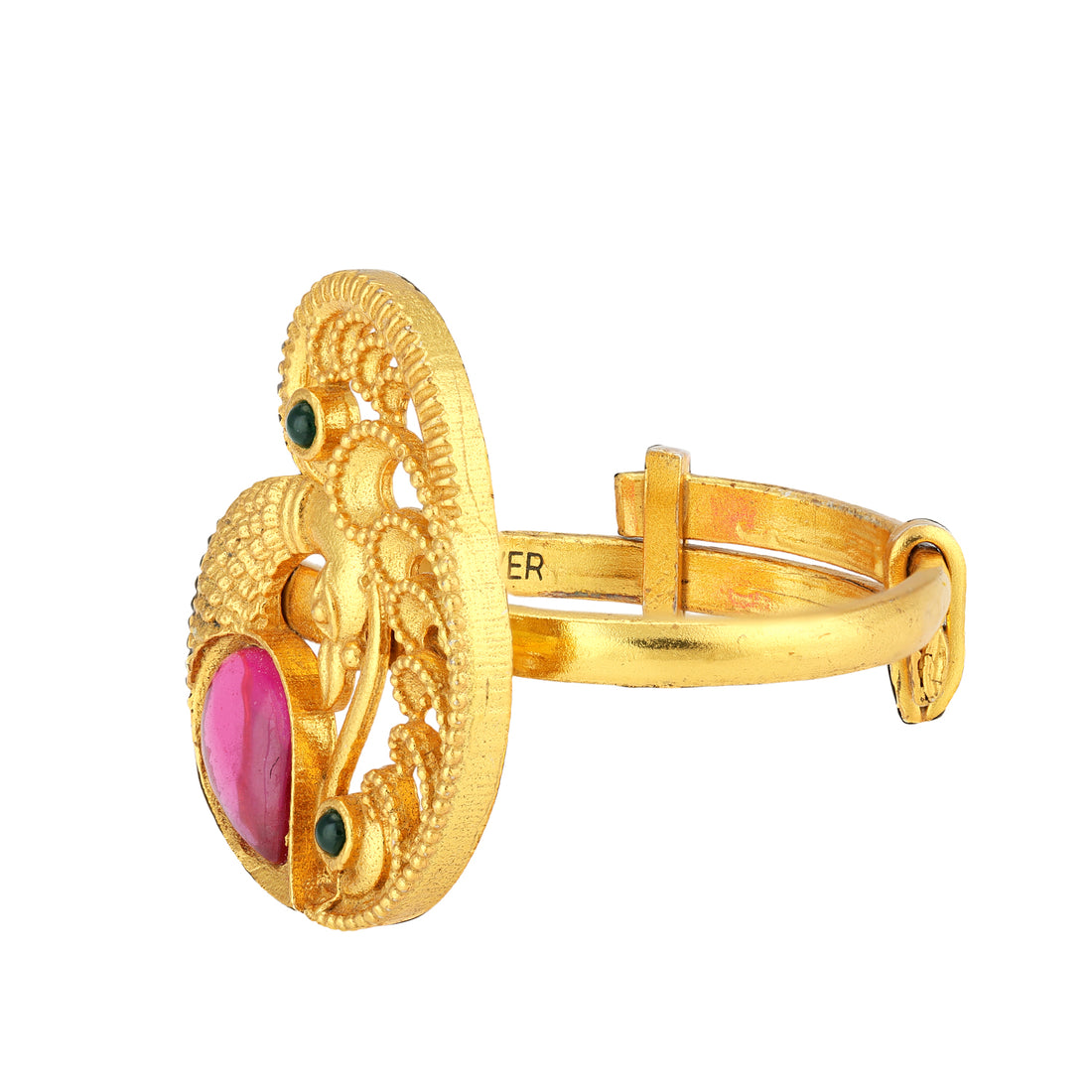 925 Sterling Silver Gold Plated Traditional Peacock Motif Ring
