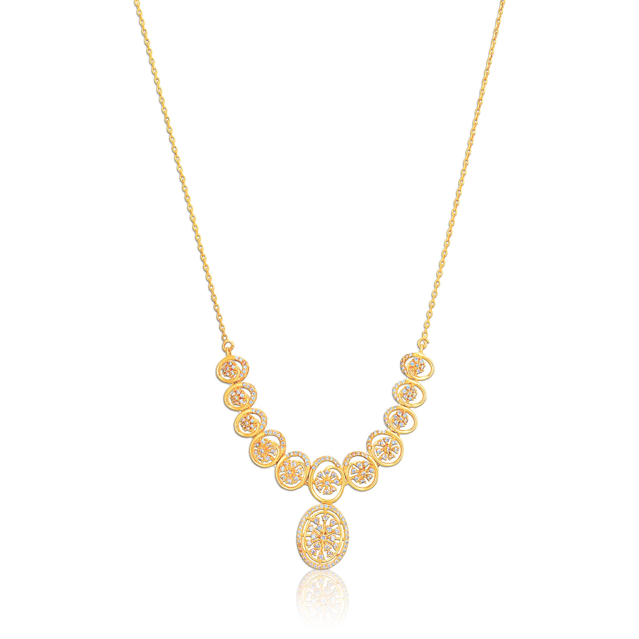 925 Sterling Silver Golden Flora Medallion Necklace for Women