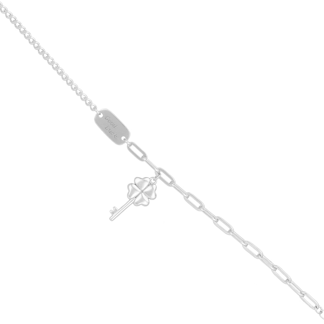 Sterling Silver Good Luck Charm Key Chain Bracelet For Women