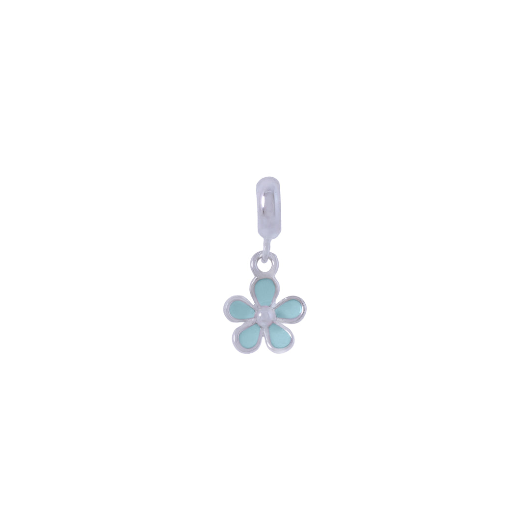 926 Sterling Silver Green Floral Rhodium Plated Pendant For Kids