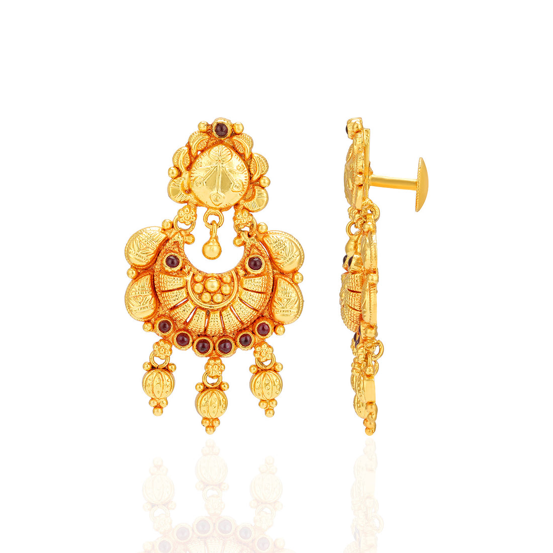 Sterling Silver Half Moon Carved Gold Plated Earrings For Women