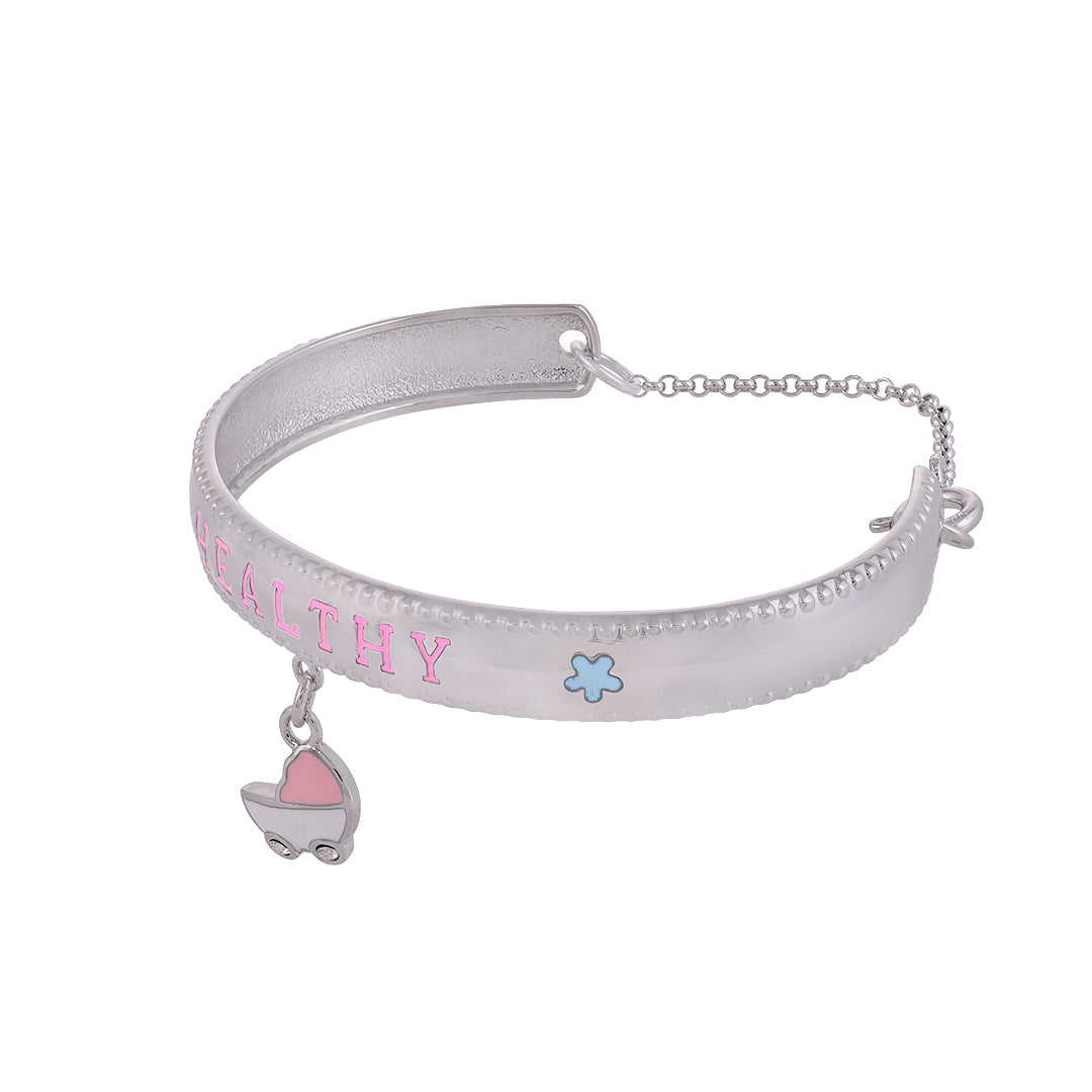 925 Sterling Silver Healthy Printed Baby Scroller Drop Kada For Kids