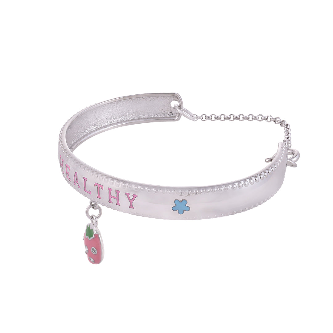 925 Sterling Silver Healthy Printed Strawberry Drop Kada For Kids