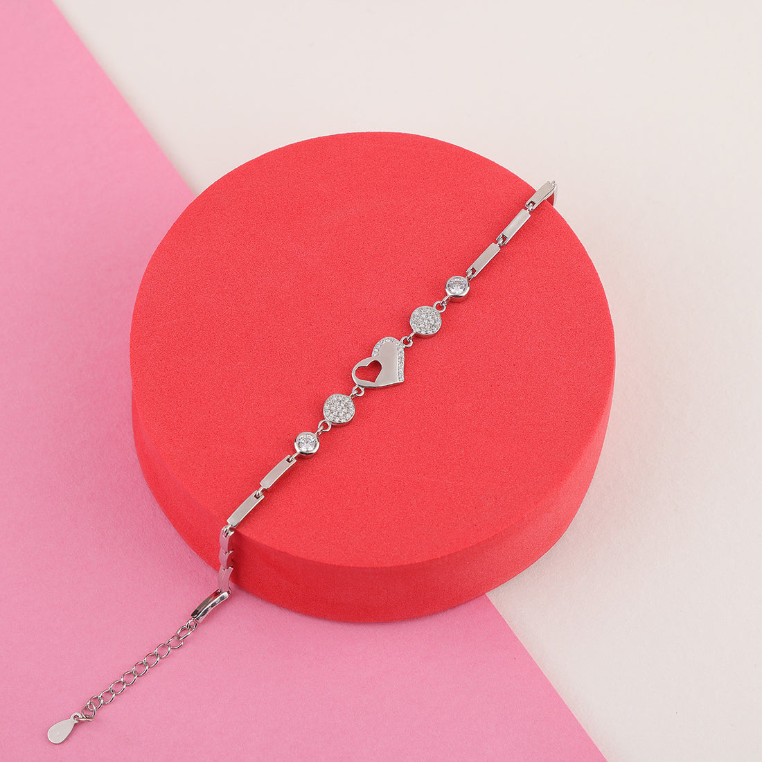 925 Sterling Silver Heart Glow Charm Bracelet &amp; Earrings for Women