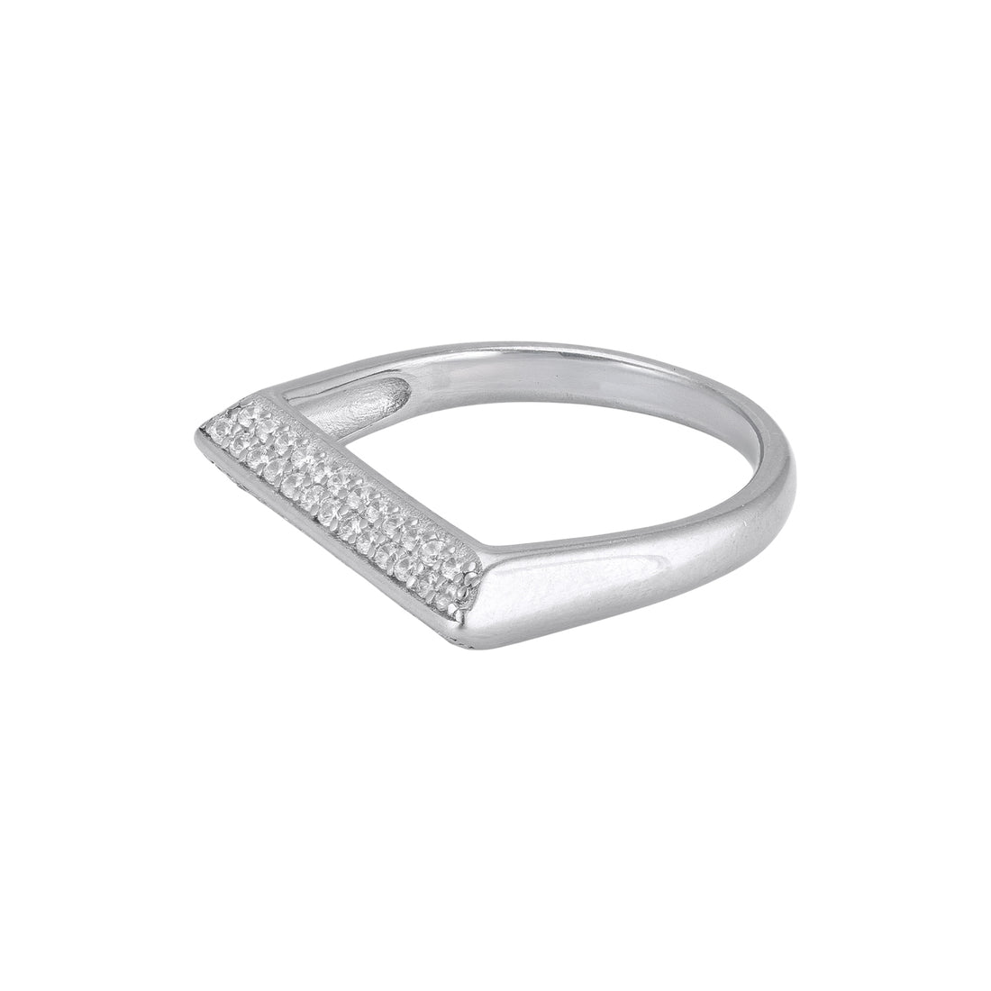 925 Sterling Silver Horizontal Bar Top Ring for Women