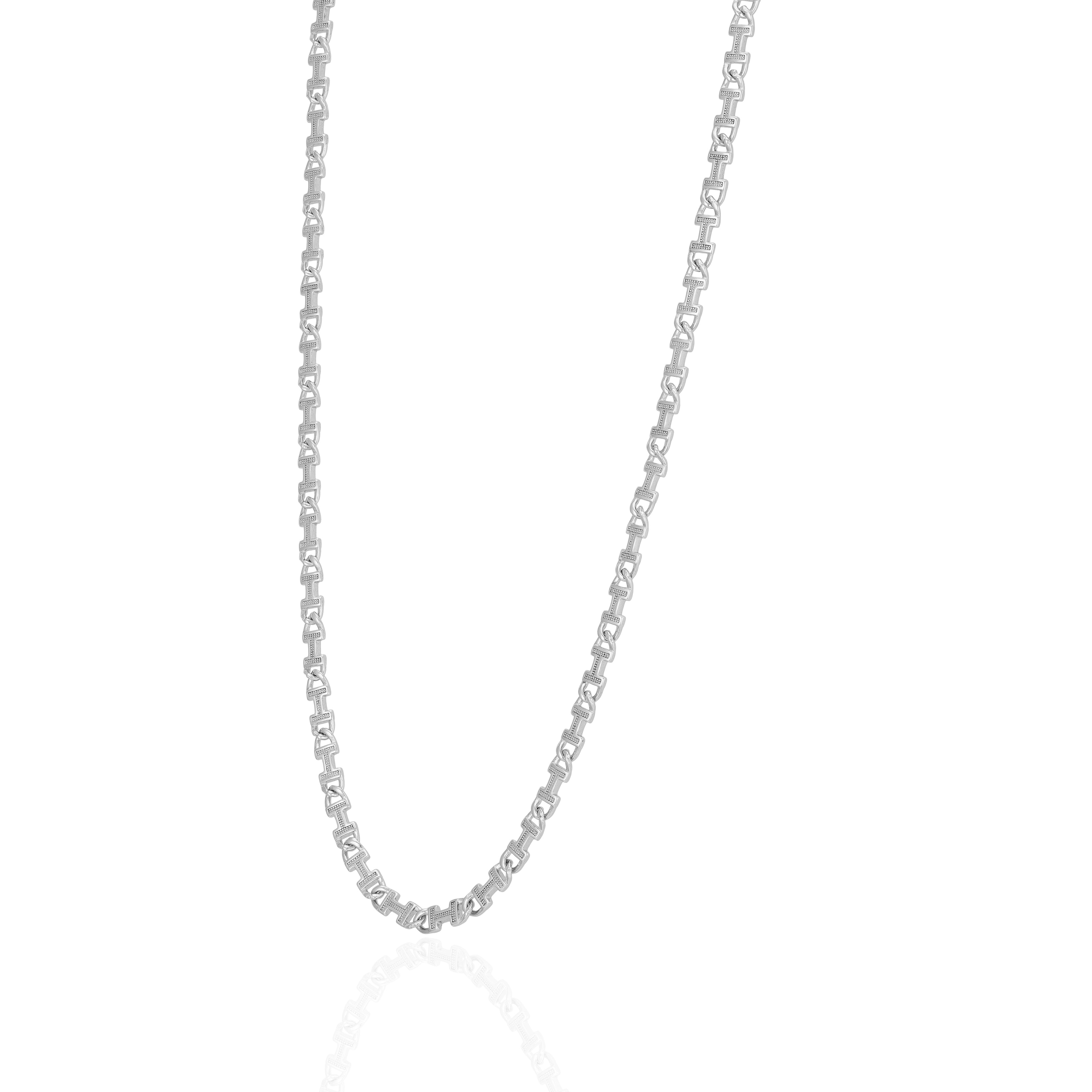 925 Sterling Silver Hyperlink Matrix Rhodium Plated Chain for Men