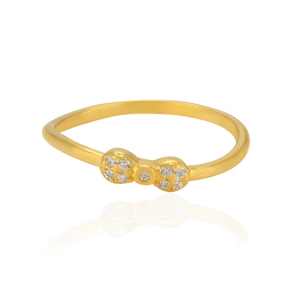 925 Sterling Silver Iconic Bow Curve Gold Plated Ring for Women