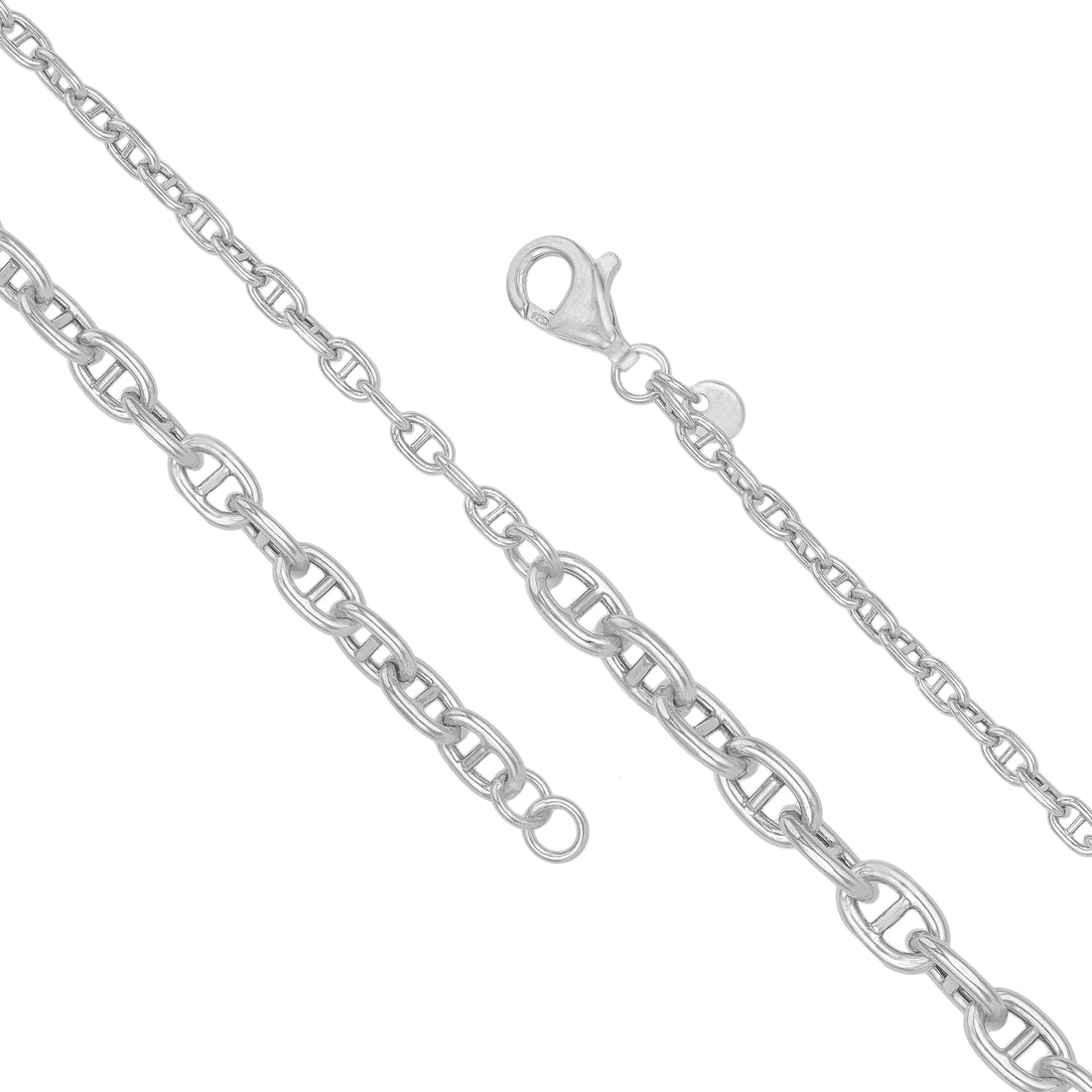 925 Sterling Silver Infinity Anchor Link Bracelet for Men