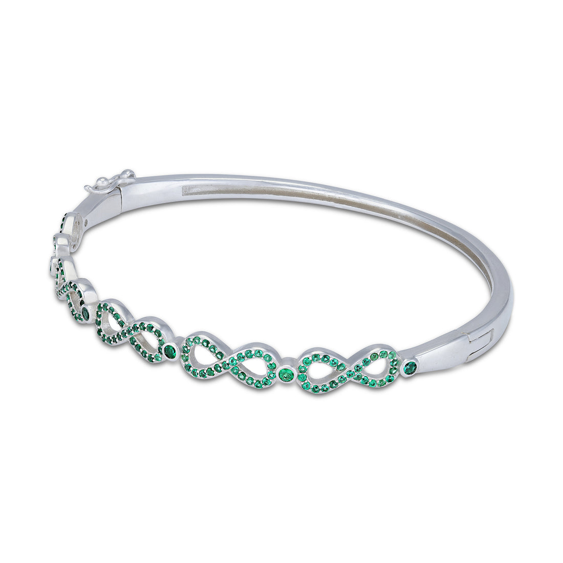 925 Sterling Silver Infinity Link Emerald Green Bracelet for Women