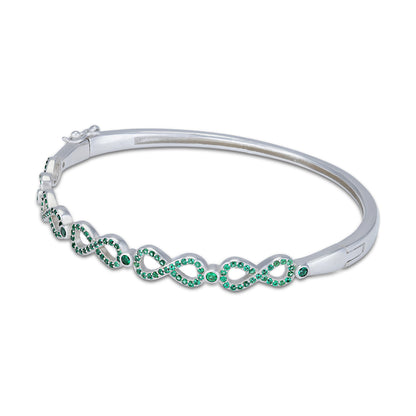 925 Sterling Silver Infinity Link Emerald Green Bracelet for Women