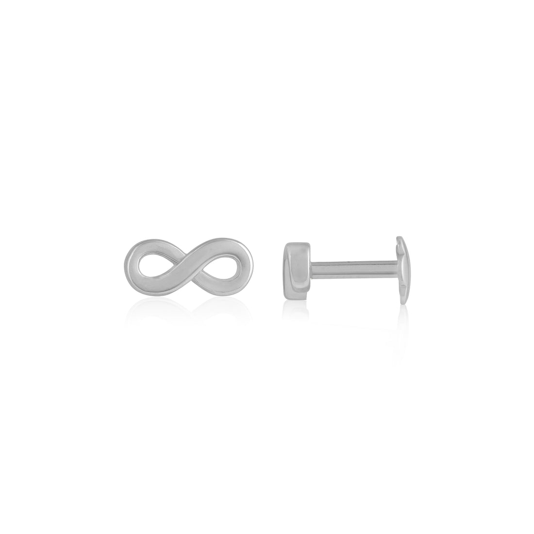 925 Sterling Silver Infinity Shaped Rhodium Plated Silver Stud For Women