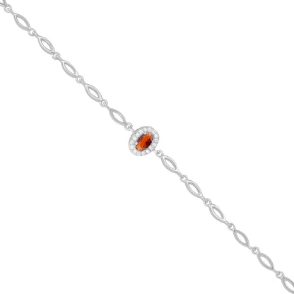 925 Sterling Silver January Month Red Oval Garnet Birthstone Bracelet For Women