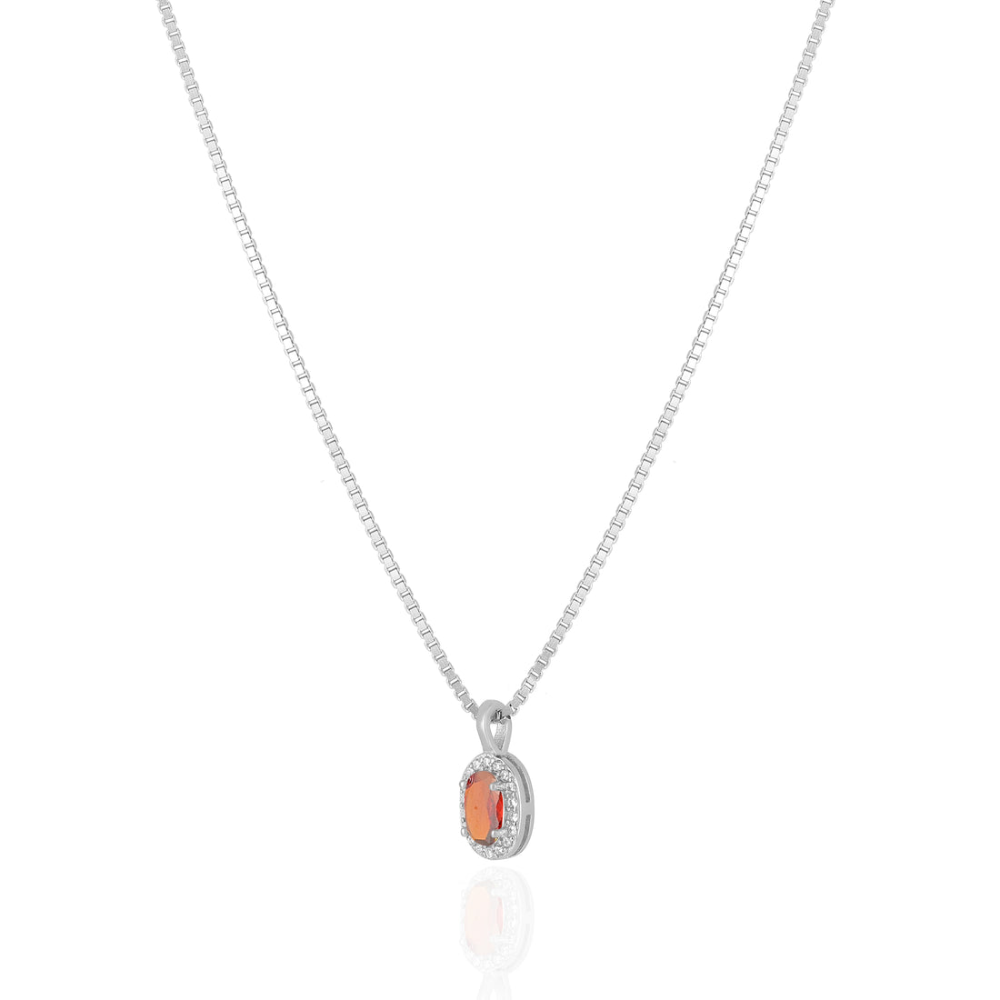 925 Sterling Silver January Month Red Oval Garnet Birthstone Chain Pendant For Women