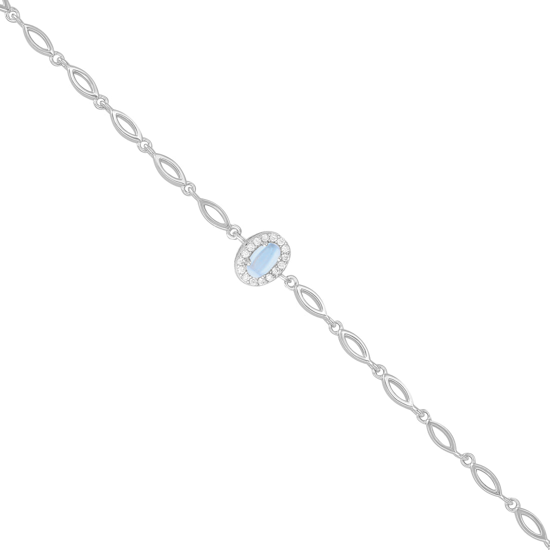 925 Sterling Silver June Month Oval Moonstone Birthstone Bracelet For Women