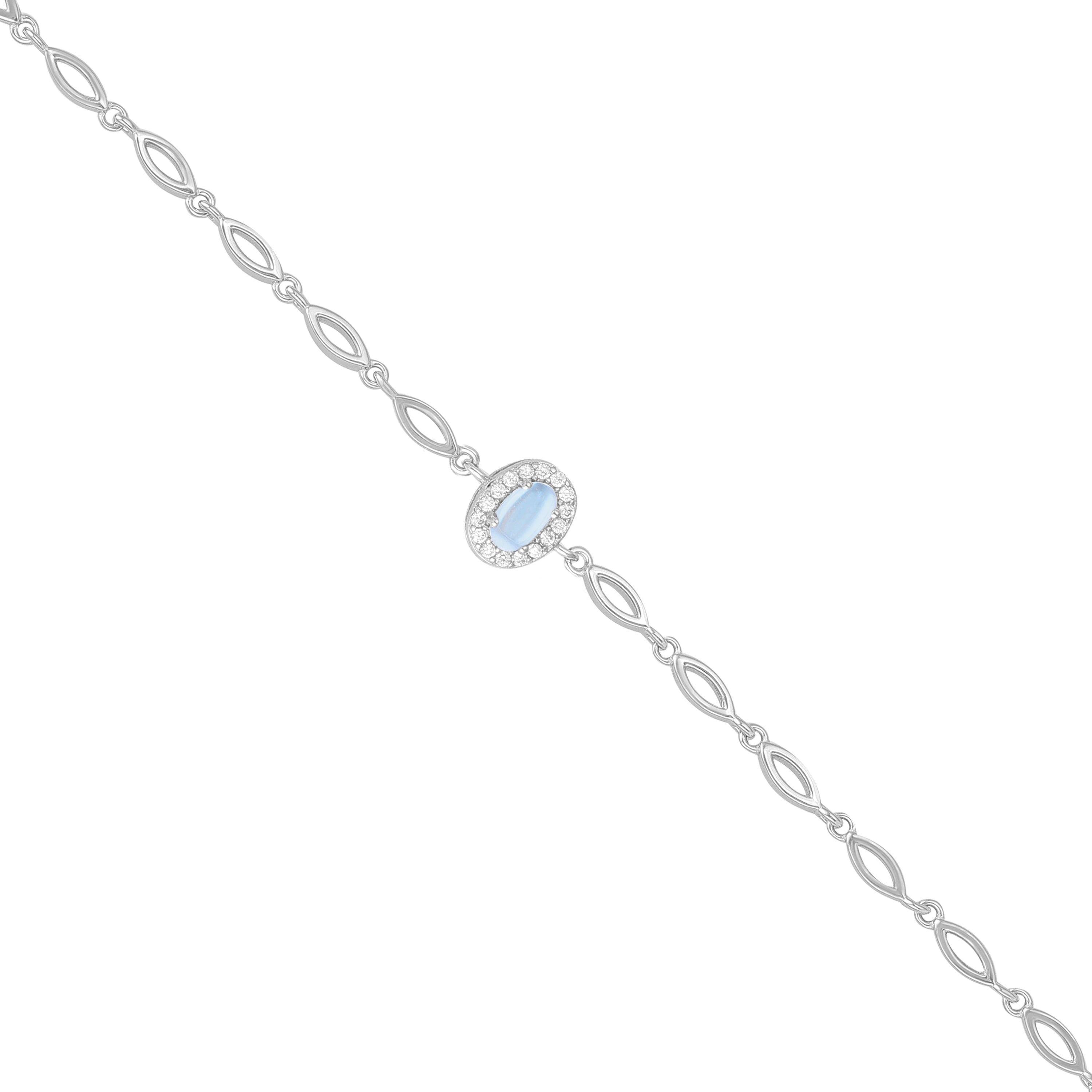 925 Sterling Silver June Month Oval Moonstone Birthstone Bracelet For Women