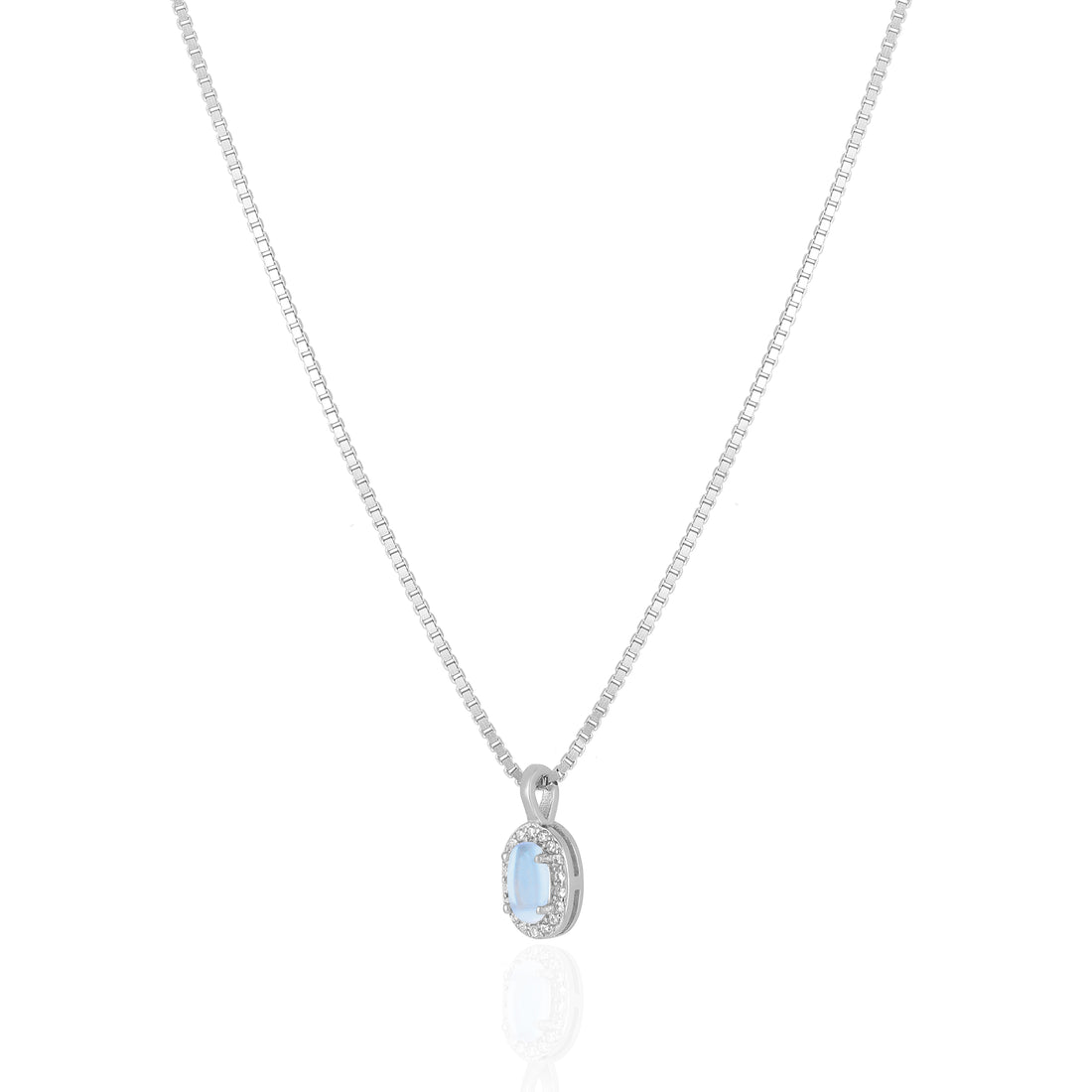 925 Sterling Silver June Month Oval Moonstone Birthstone Chain Pendant For Women