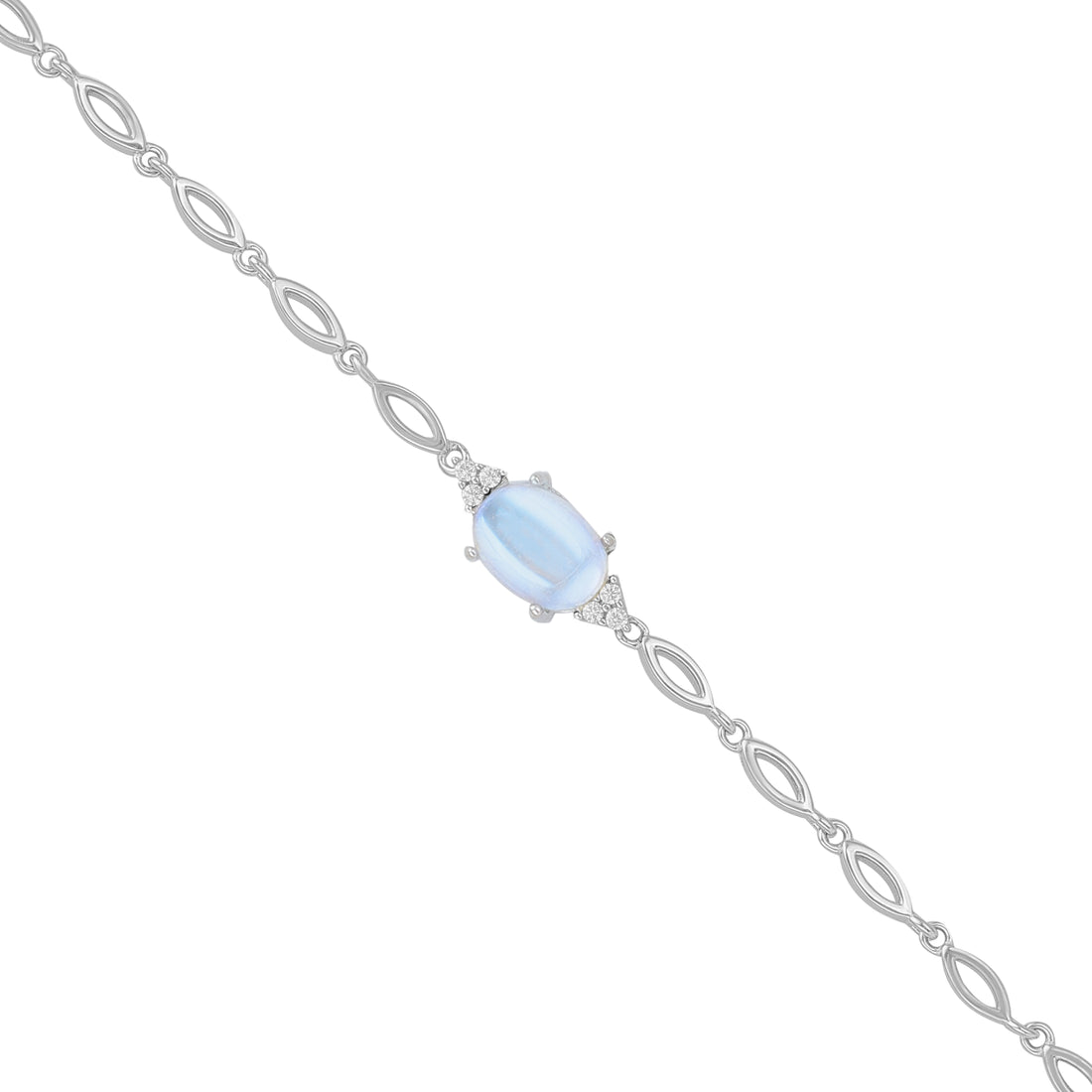 925 Sterling Silver June Month Sqaure Moonstone Birthstone Bracelet For Women