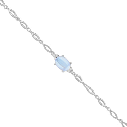 925 Sterling Silver June Month Sqaure Moonstone Birthstone Bracelet For Women