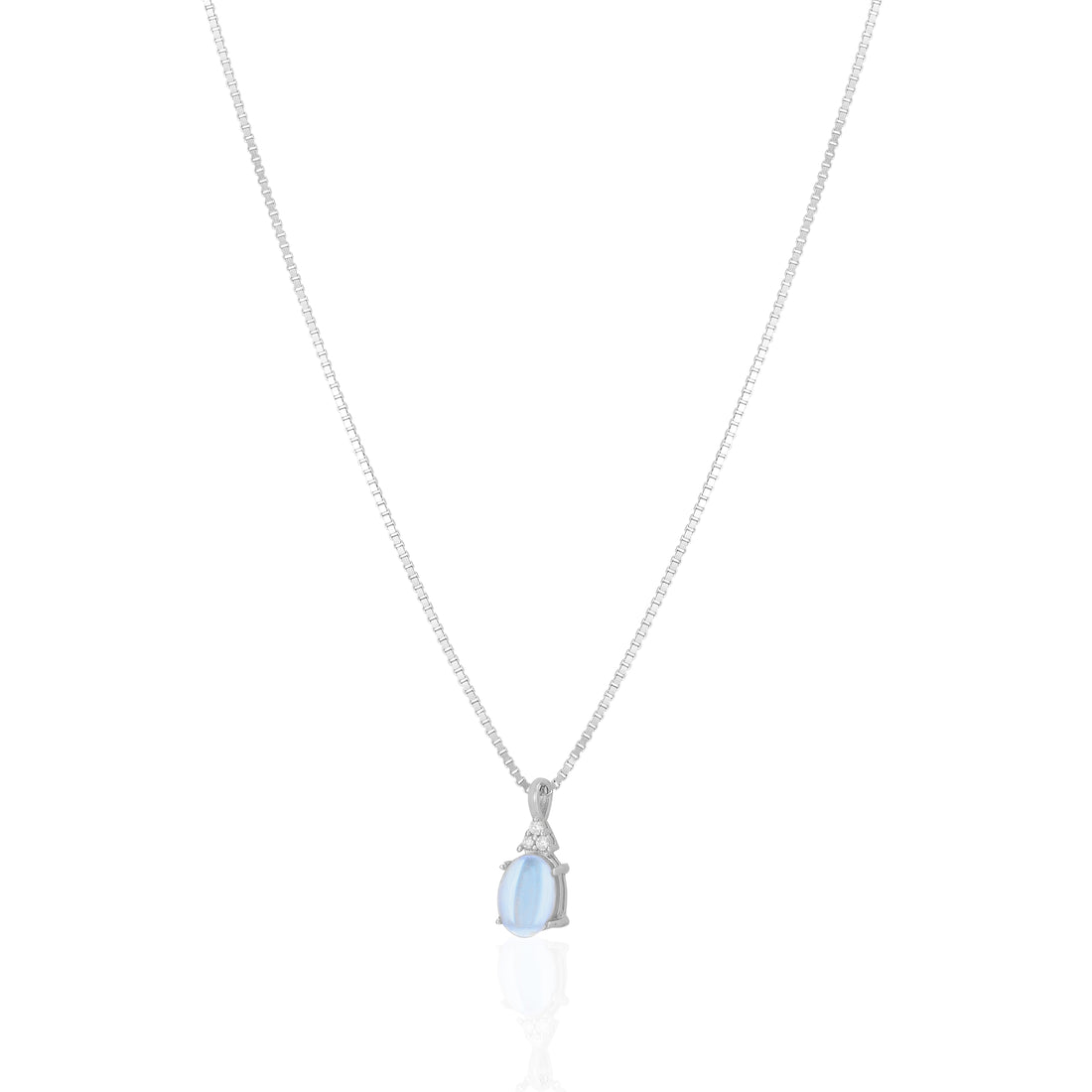 925 Sterling Silver June Month Sqaure Moonstone Birthstone Chain Pendant For Women